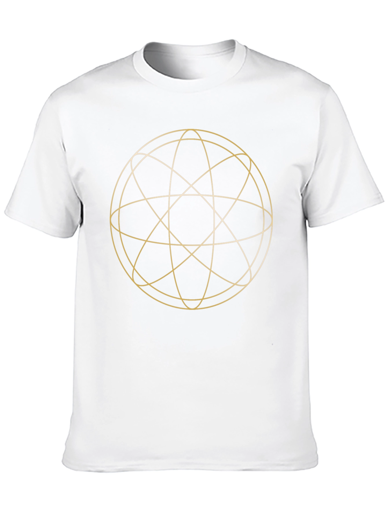 Geometric Gold Circle Design Black T-Shirt