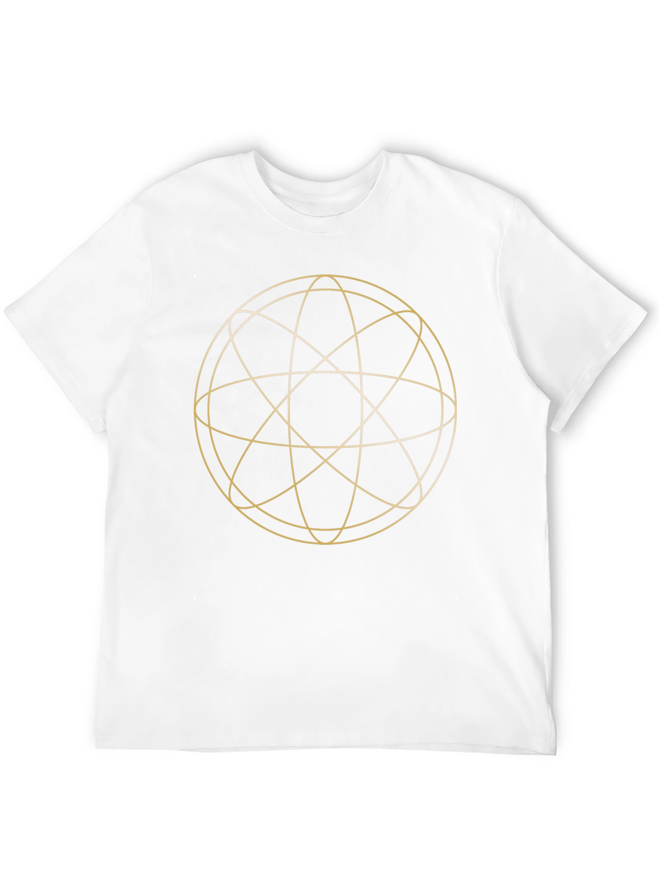 Geometric Gold Circle Design Black T-Shirt