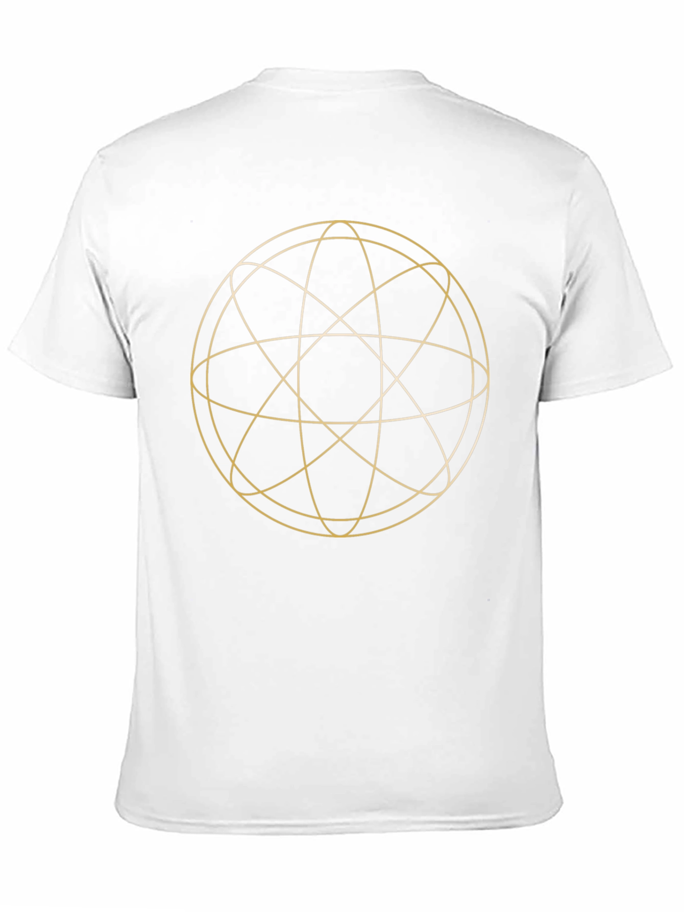 Geometric Gold Circle Design Black T-Shirt