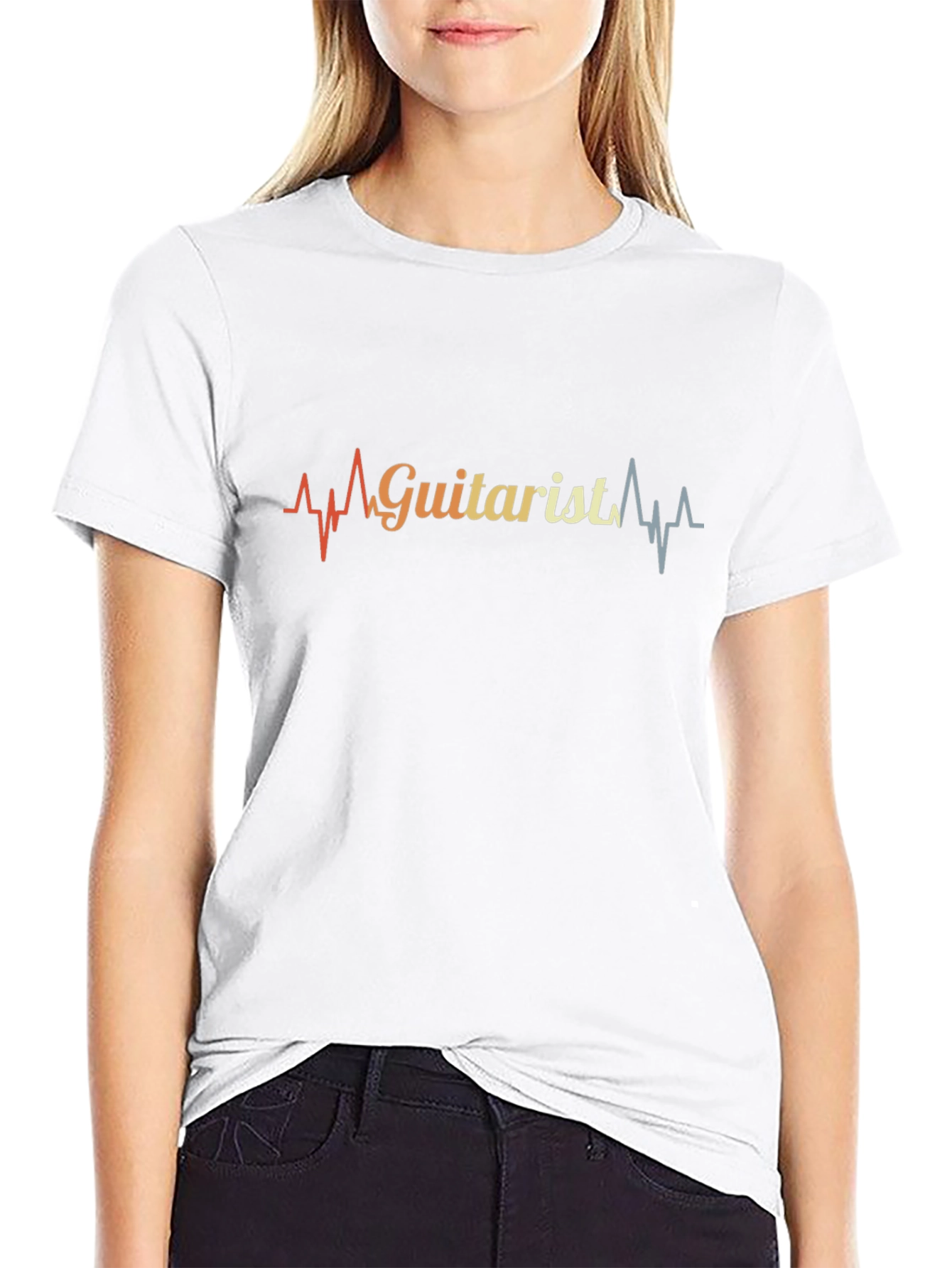 Guitarist Heartbeat Graphic Tee - Black