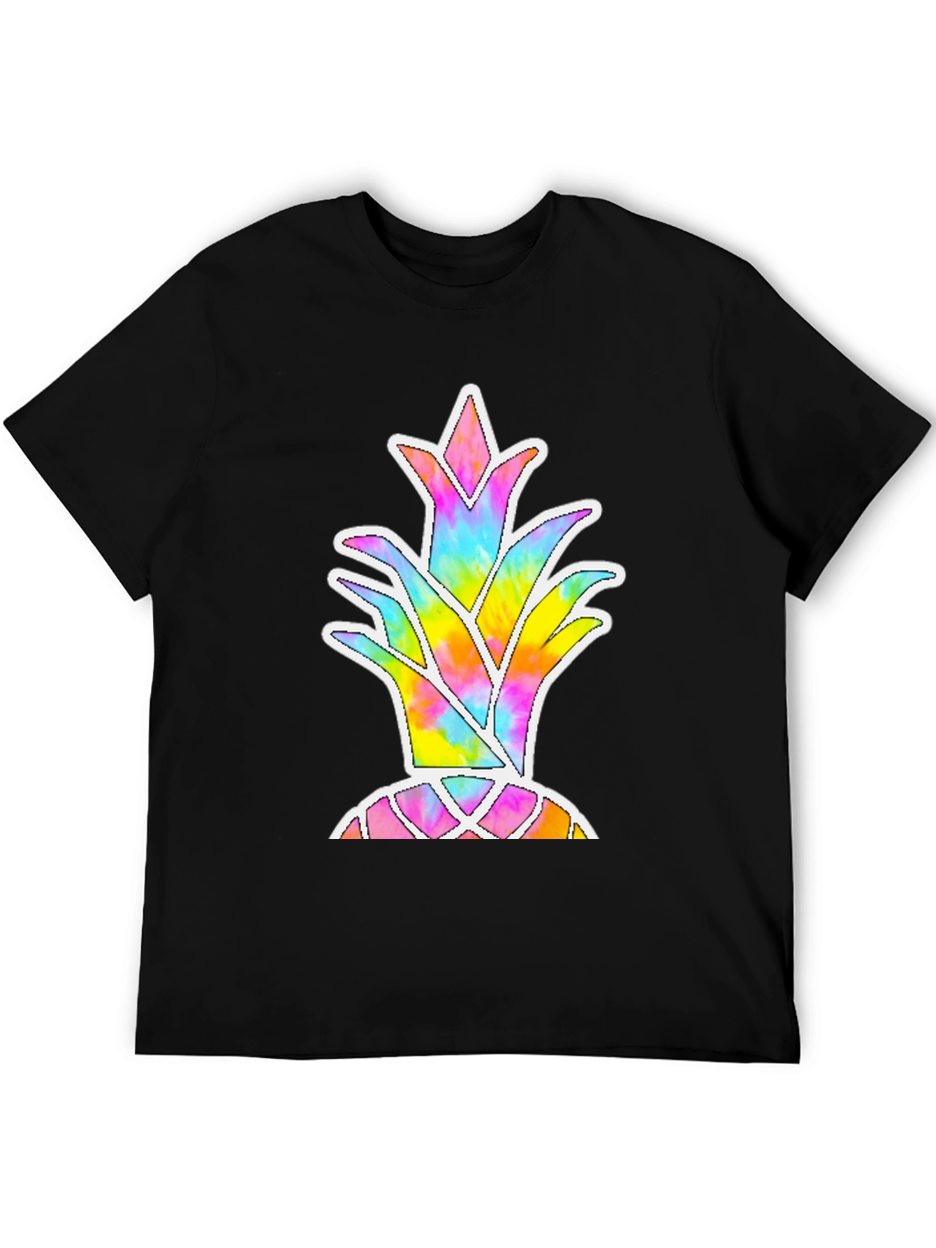 Tie Dye Pineapple Graphic Black T-Shirt