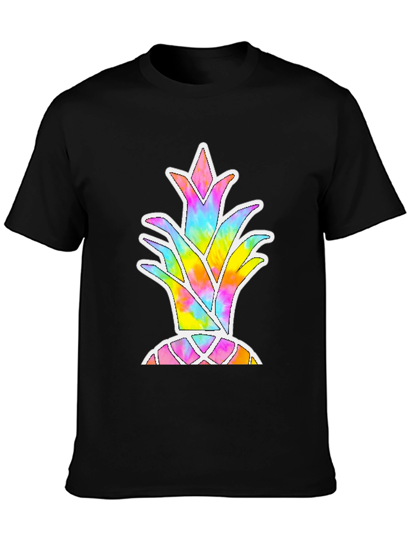 Tie Dye Pineapple Graphic Black T-Shirt
