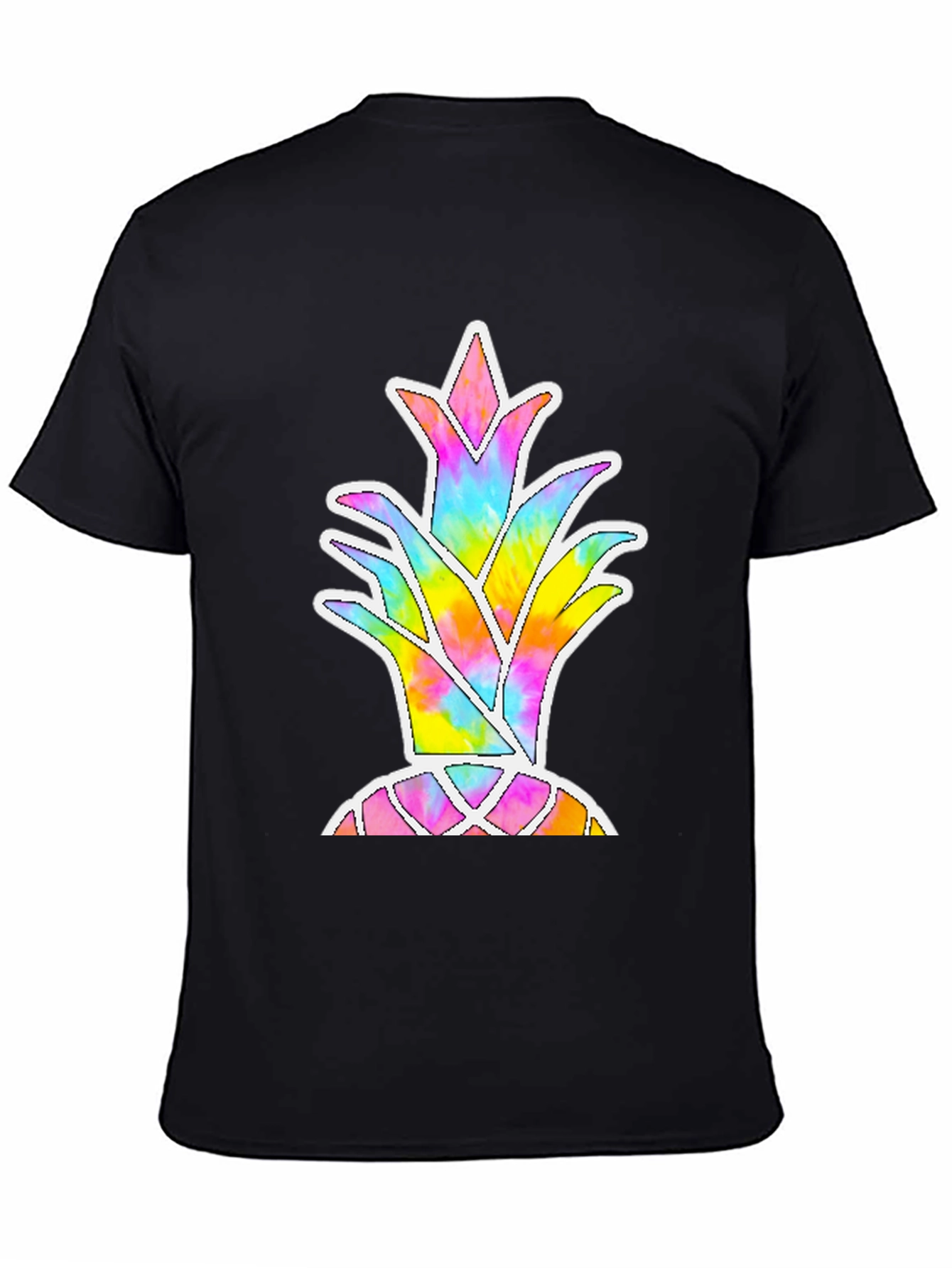 Tie Dye Pineapple Graphic Black T-Shirt