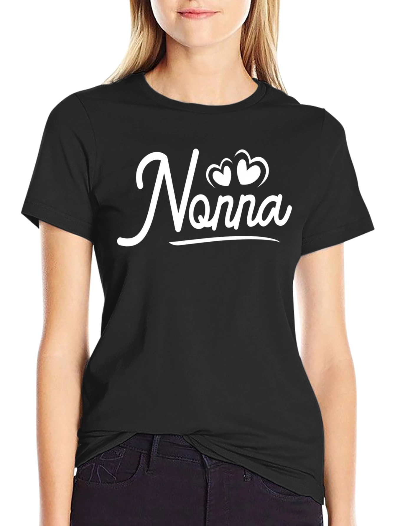 Nonna Heart T-Shirt - Black Soft Cotton Blend