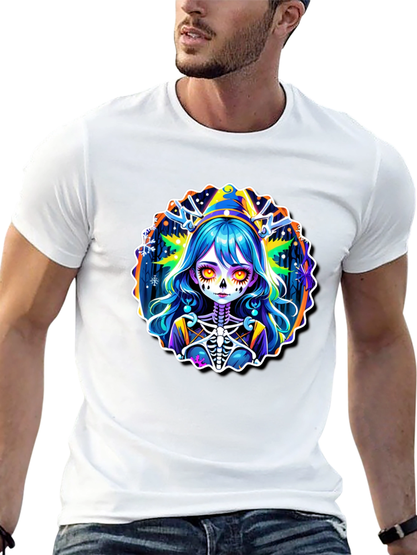Halloween Anime Girl Skeleton Graphic Tee