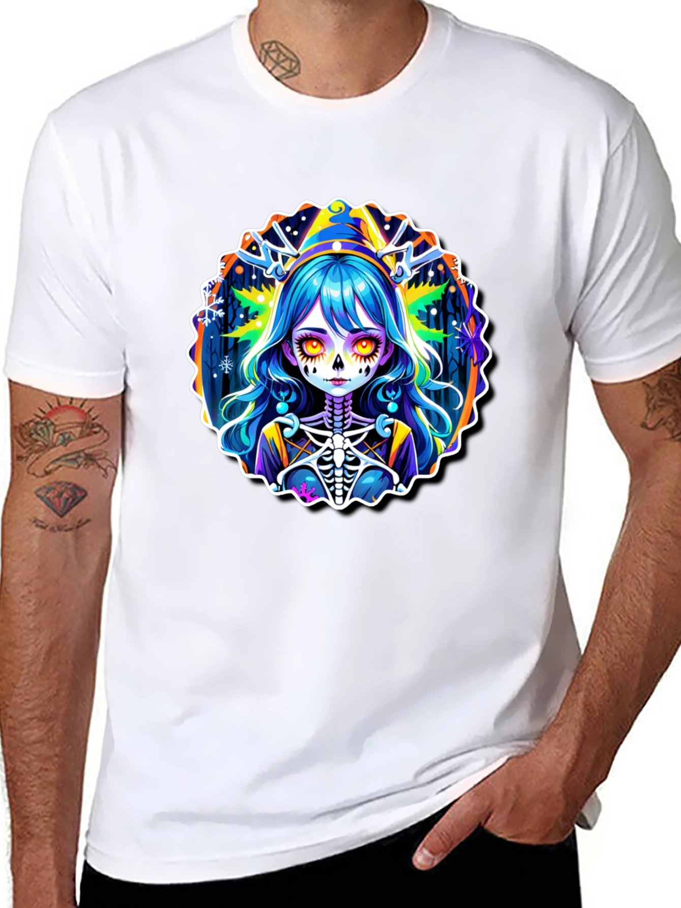Halloween Anime Girl Skeleton Graphic Tee