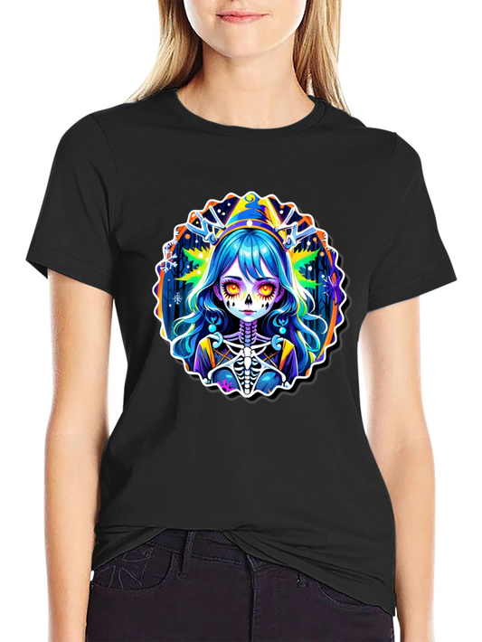 Halloween Anime Girl Skeleton Graphic Tee