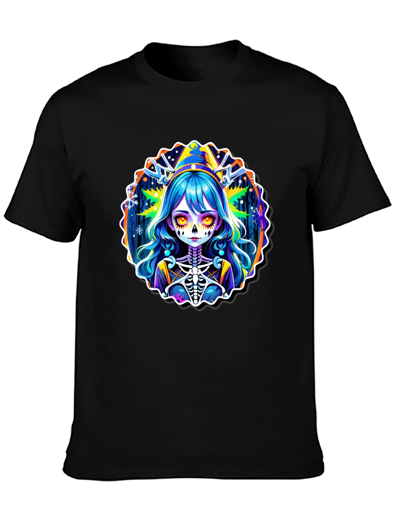 Halloween Anime Girl Skeleton Graphic Tee