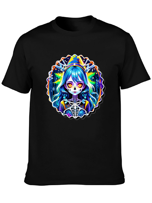 Halloween Anime Girl Skeleton Graphic Tee