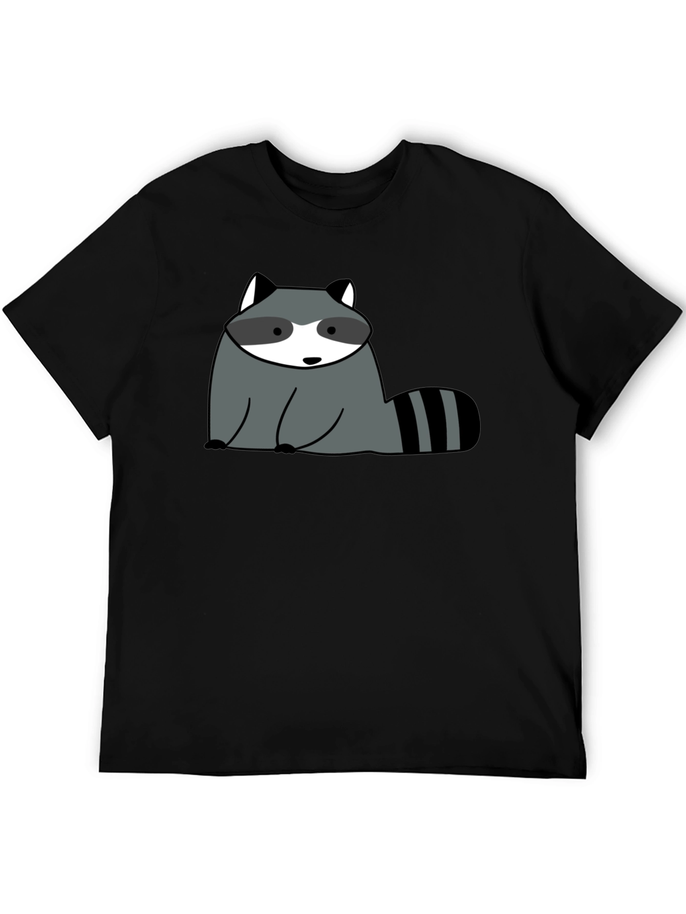 Cute Raccoon Graphic Black T-Shirt