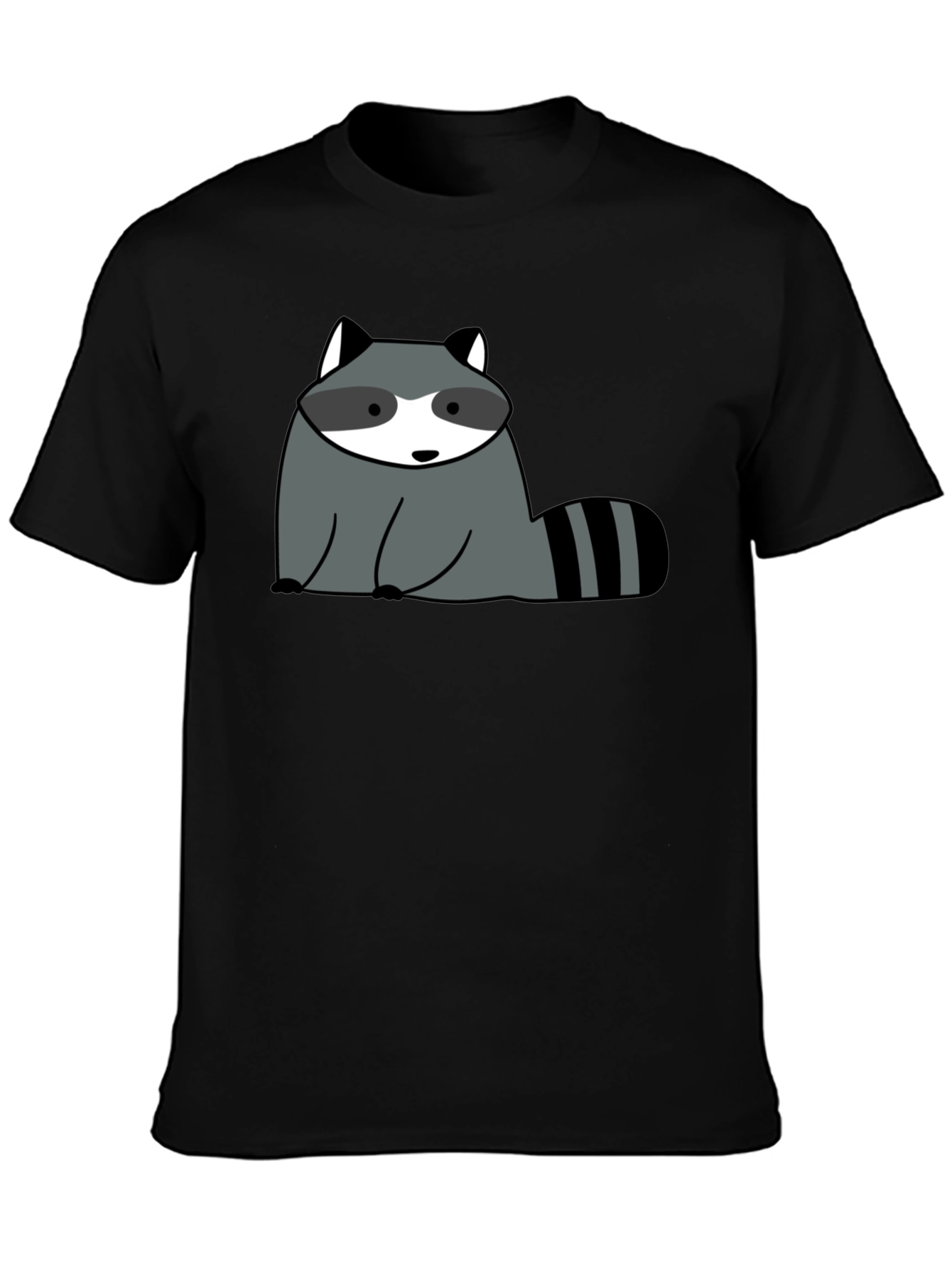 Cute Raccoon Graphic Black T-Shirt