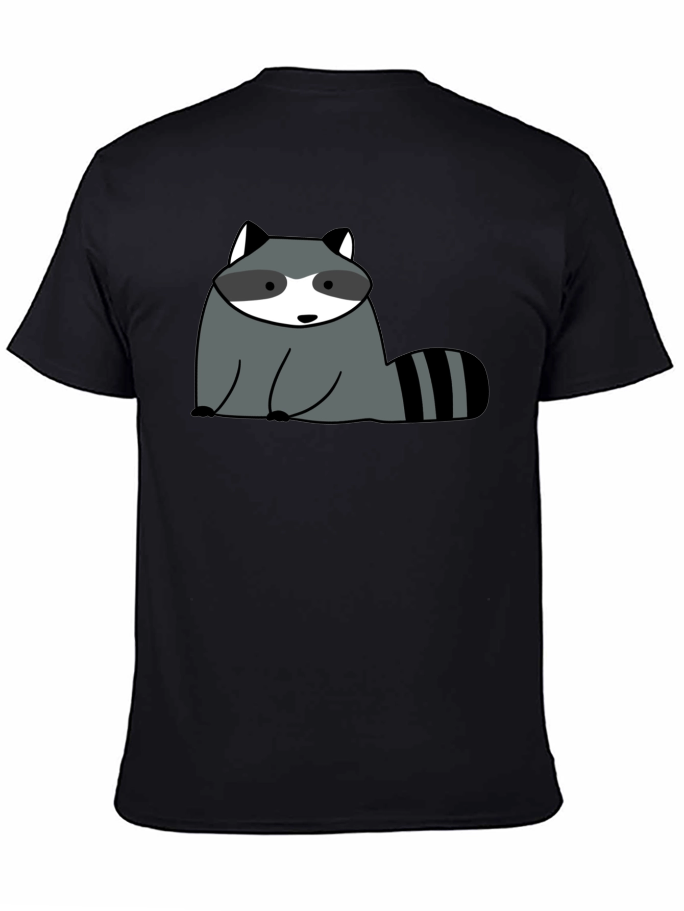 Cute Raccoon Graphic Black T-Shirt