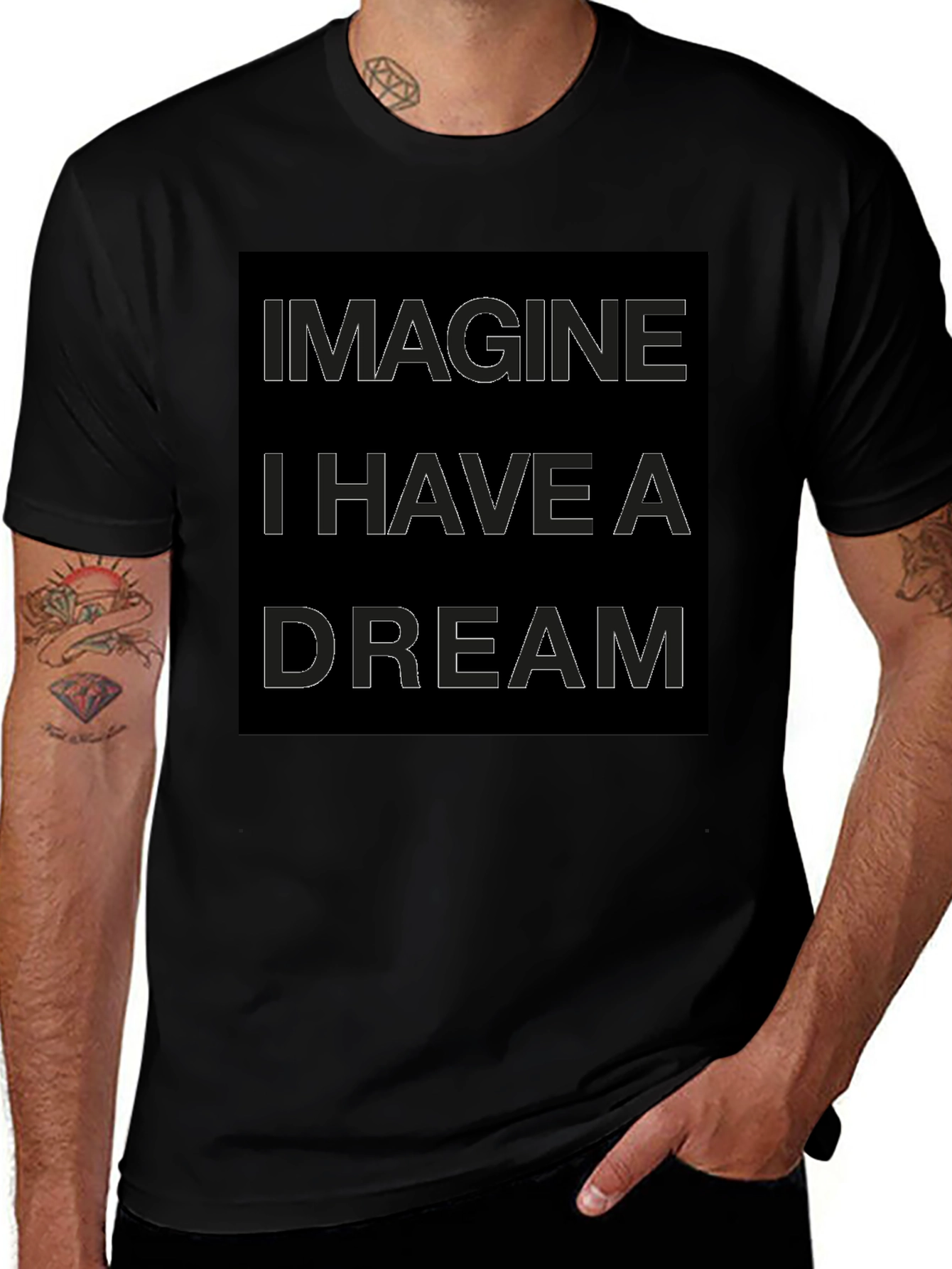 Imagine I Have A Dream Graphic Tee - Black