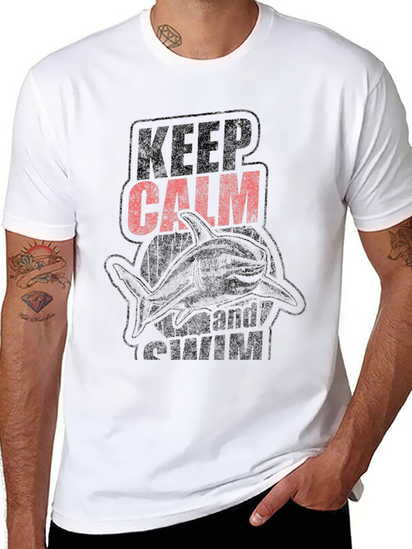 Keep Calm and Swim Black T-Shirt