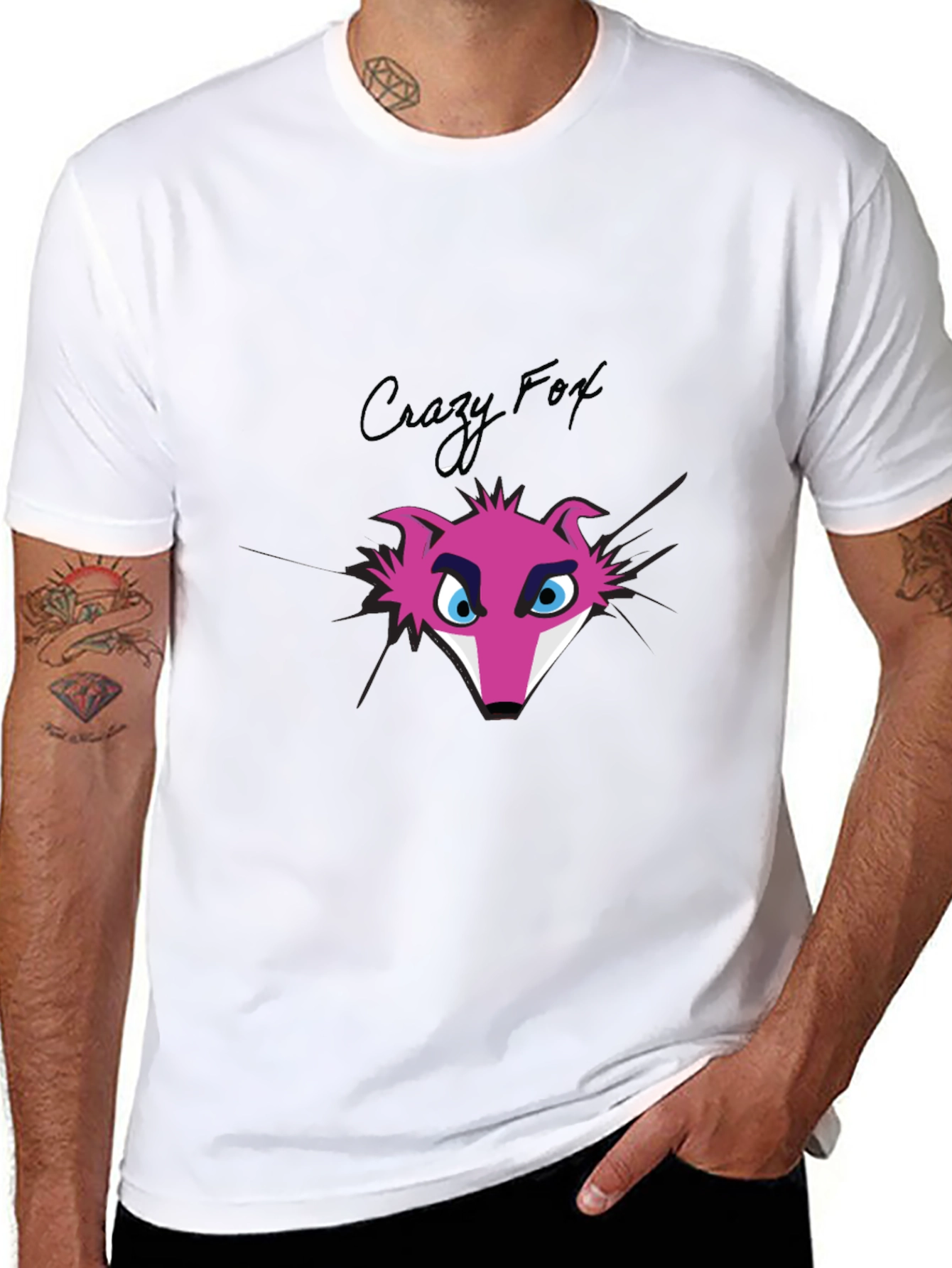 Crazy Fox Graphic Tee - Funky Pink Fox T-Shirt