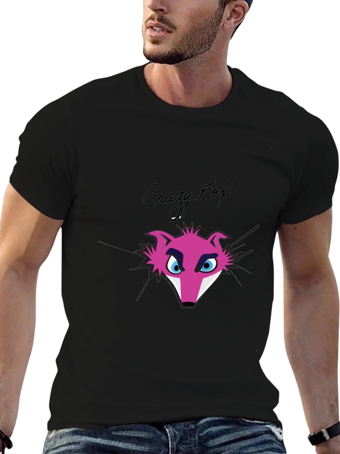 Crazy Fox Graphic Tee - Funky Pink Fox T-Shirt