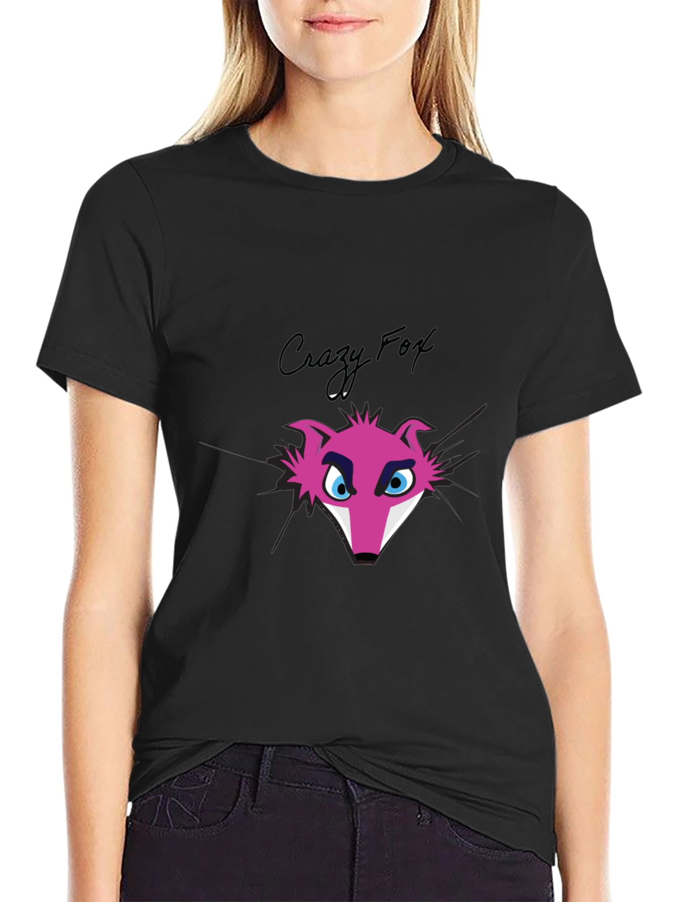 Crazy Fox Graphic Tee - Funky Pink Fox T-Shirt