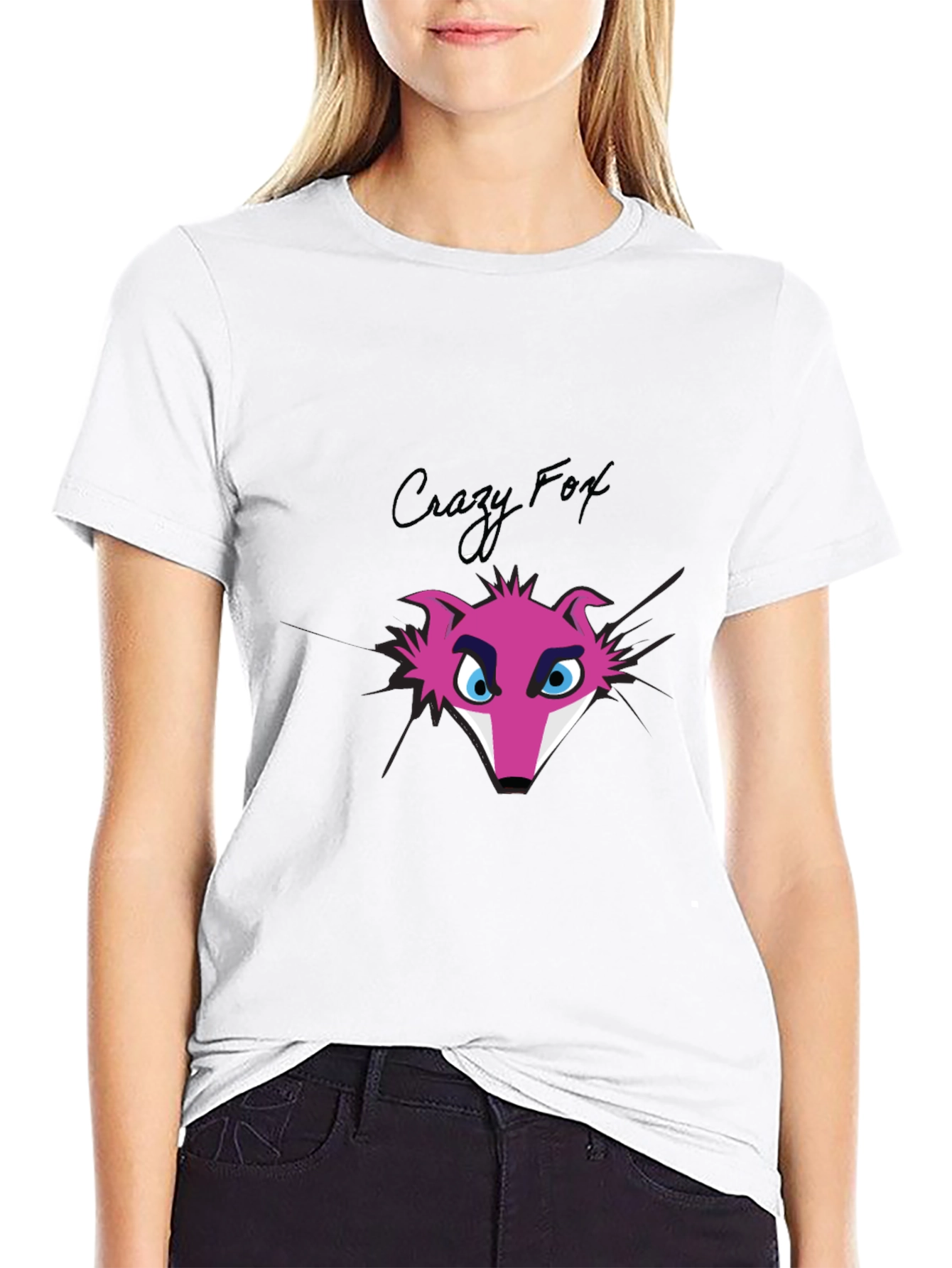 Crazy Fox Graphic Tee - Funky Pink Fox T-Shirt