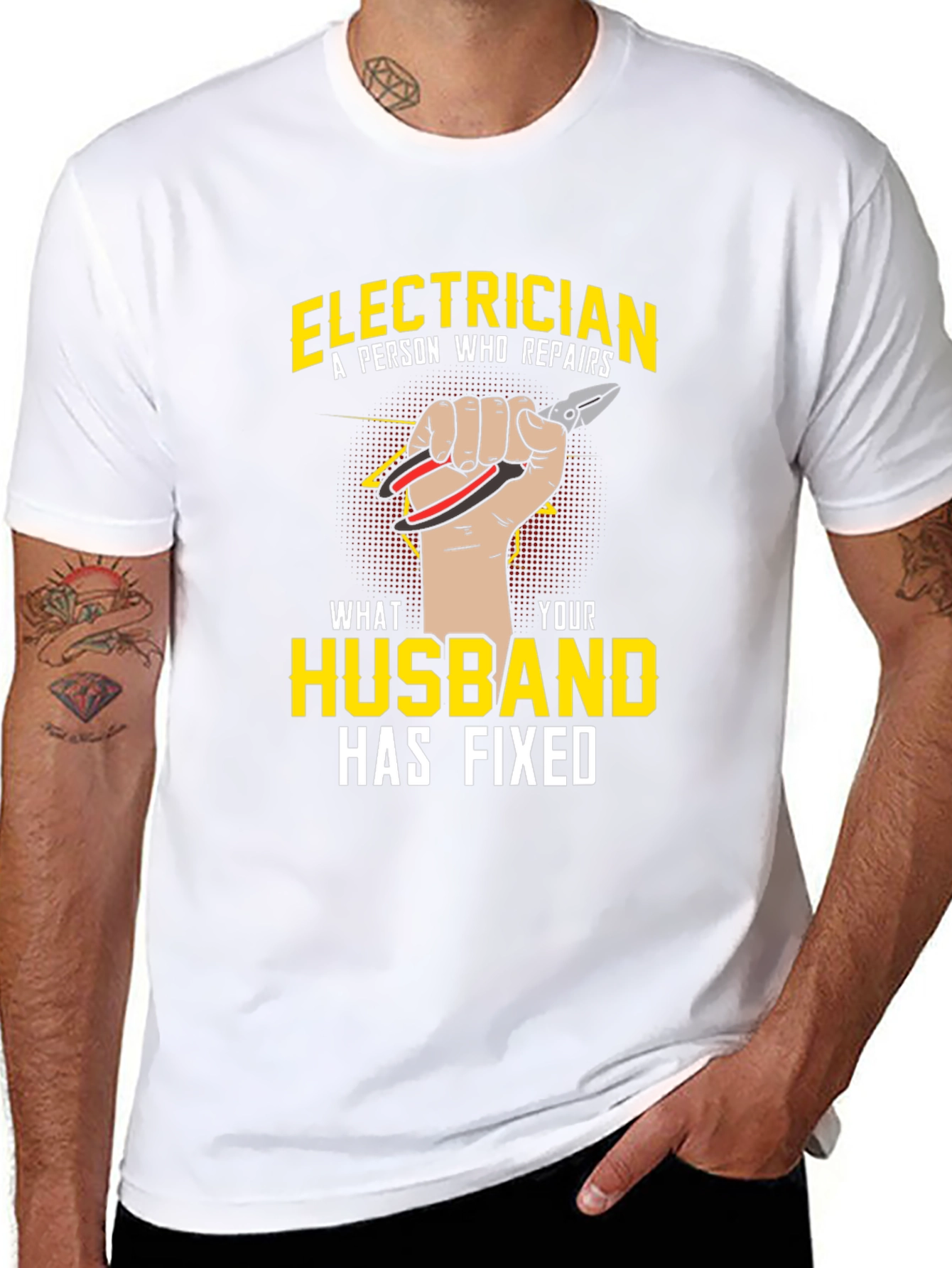 Electrician Husband Funny Graphic T-Shirt