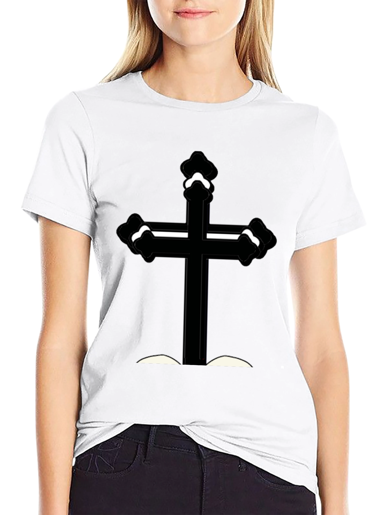 Black T-Shirt with Cross Graphic
