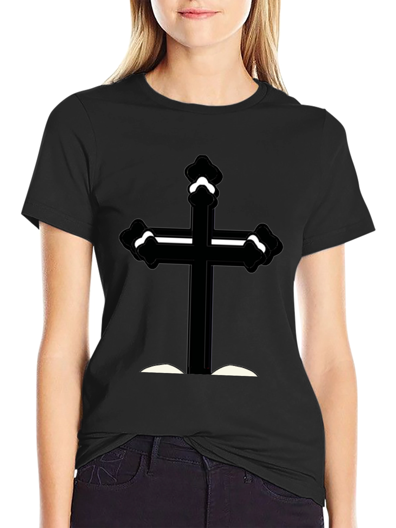 Black T-Shirt with Cross Graphic