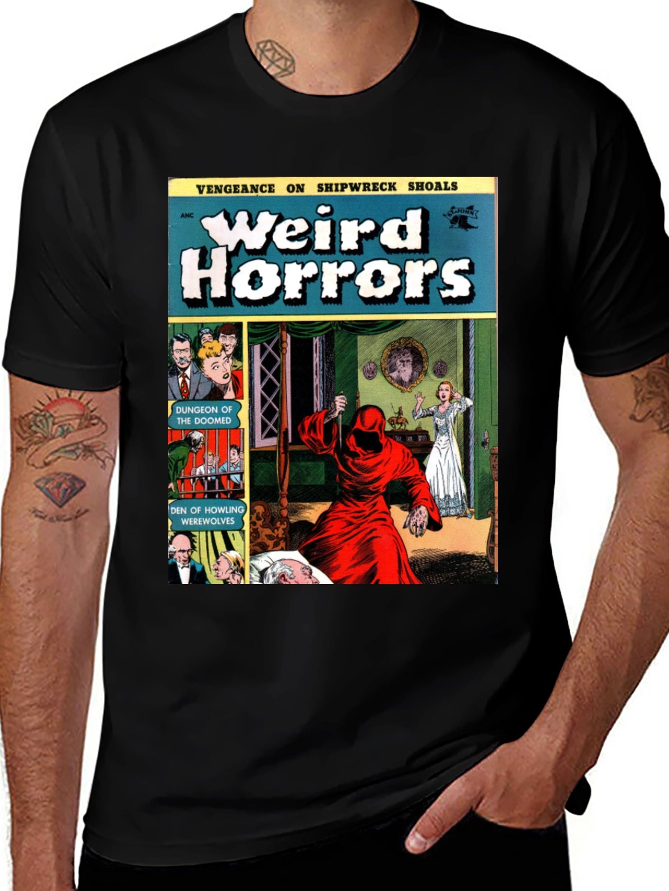 Weird Horrors Comic Book Cover Graphic T-Shirt