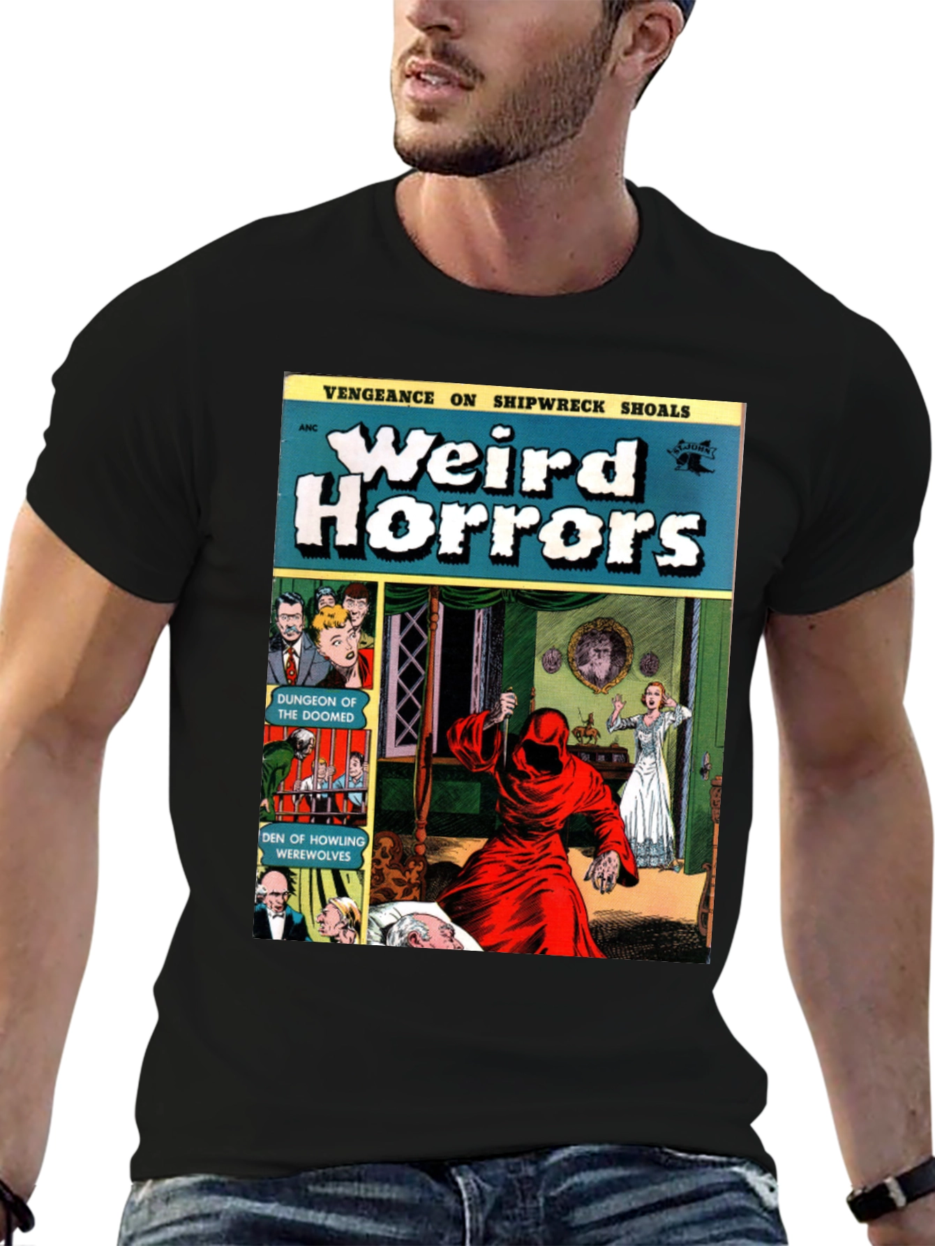 Weird Horrors Comic Book Cover Graphic T-Shirt