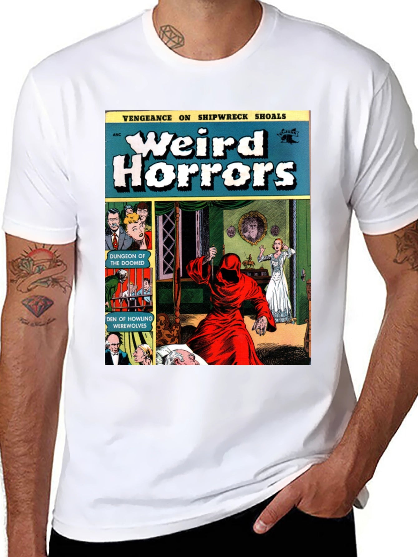 Weird Horrors Comic Book Cover Graphic T-Shirt