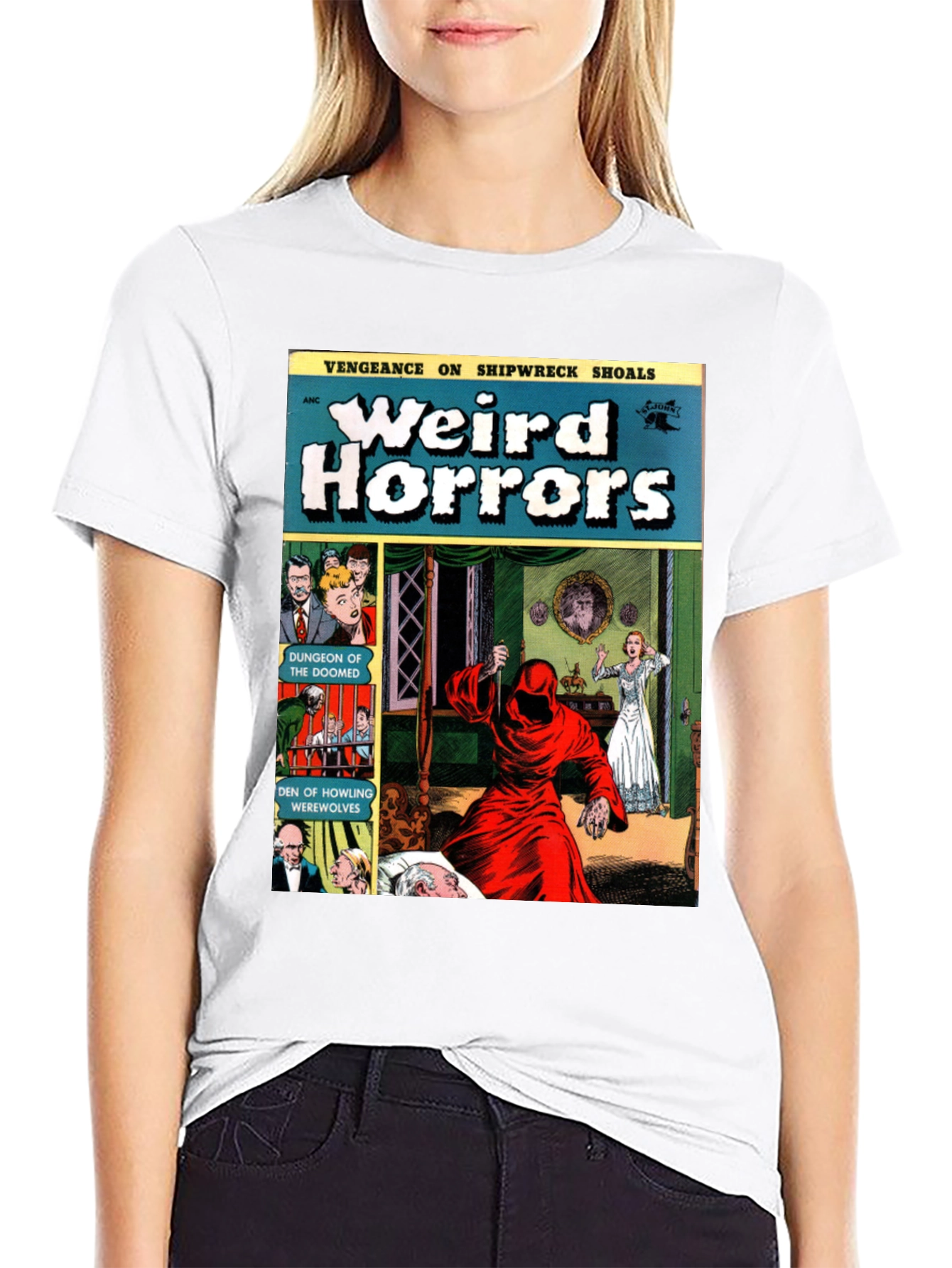 Weird Horrors Comic Book Cover Graphic T-Shirt