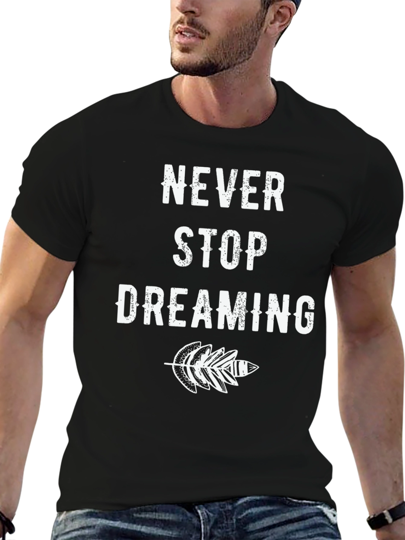 Never Stop Dreaming Black Graphic T-Shirt