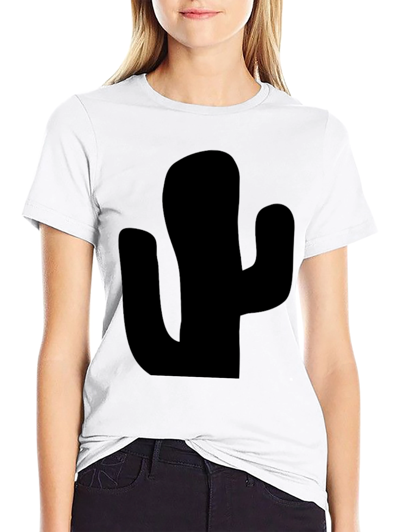 Black Cactus Graphic Tee - Trendy Desert Style