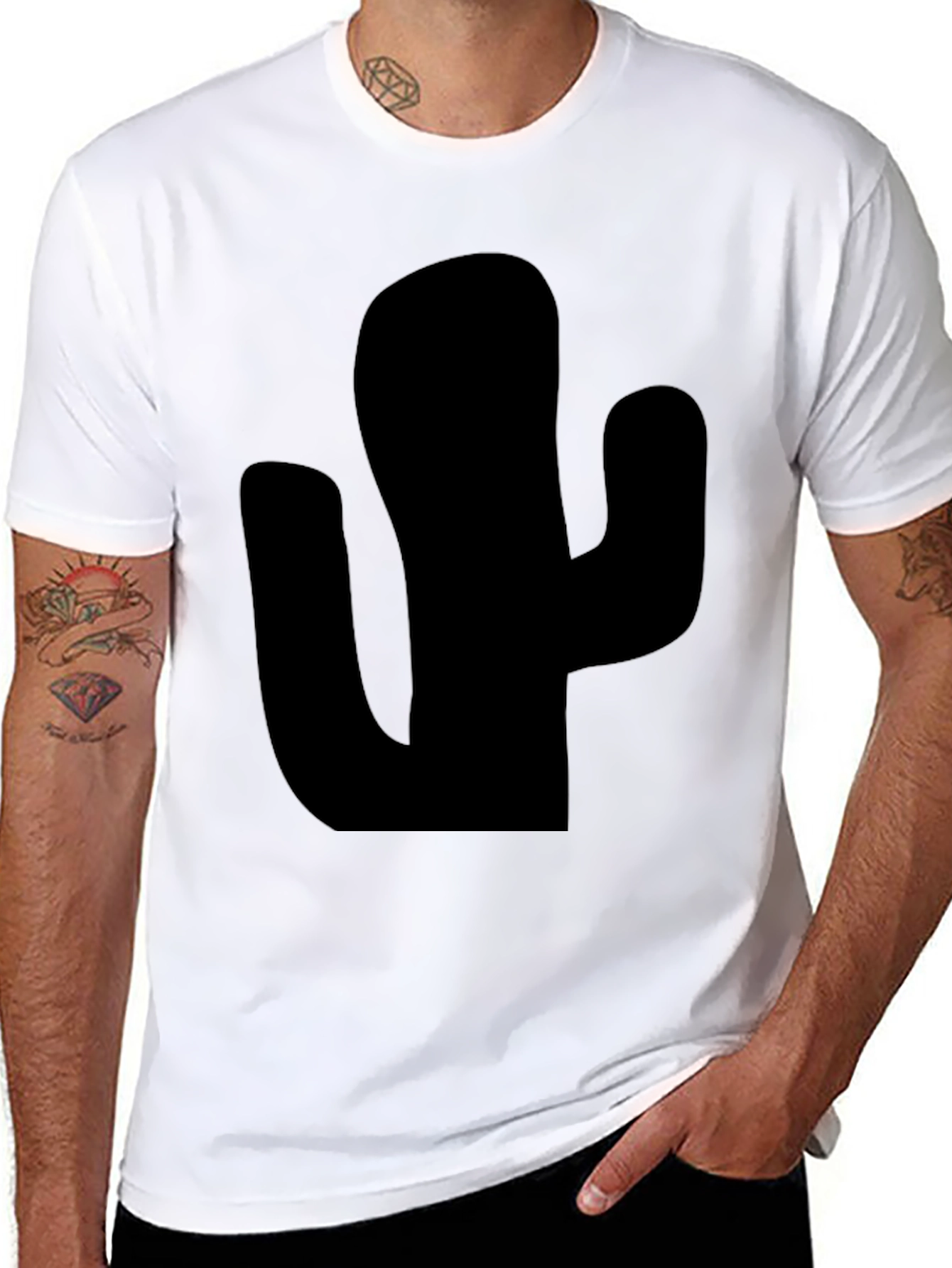Black Cactus Graphic Tee - Trendy Desert Style