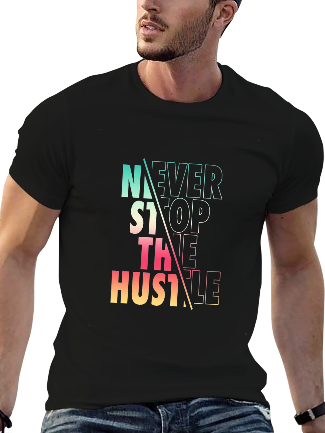 Never Stop the Hustle Graphic Tee - Black