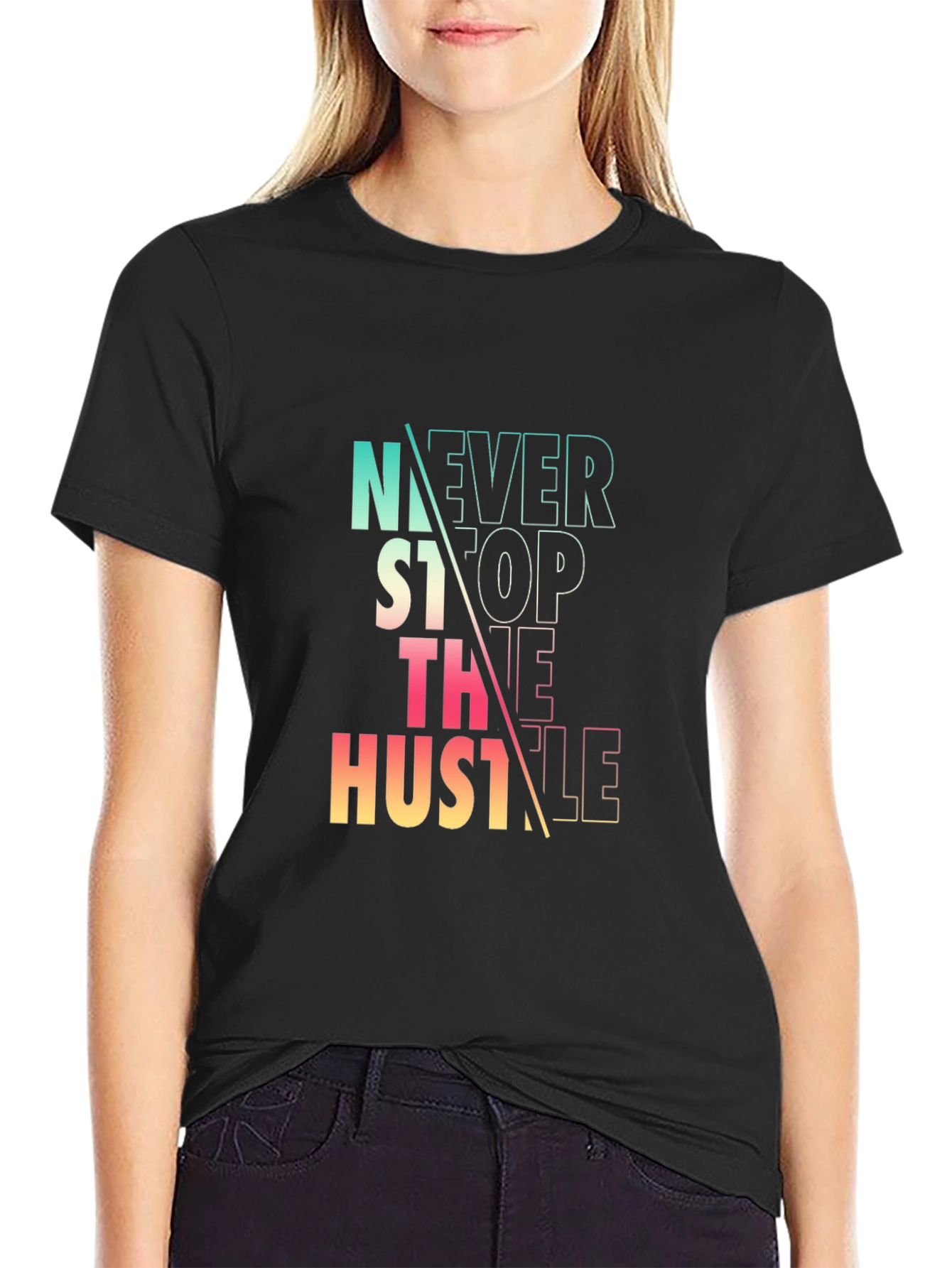 Never Stop the Hustle Graphic Tee - Black