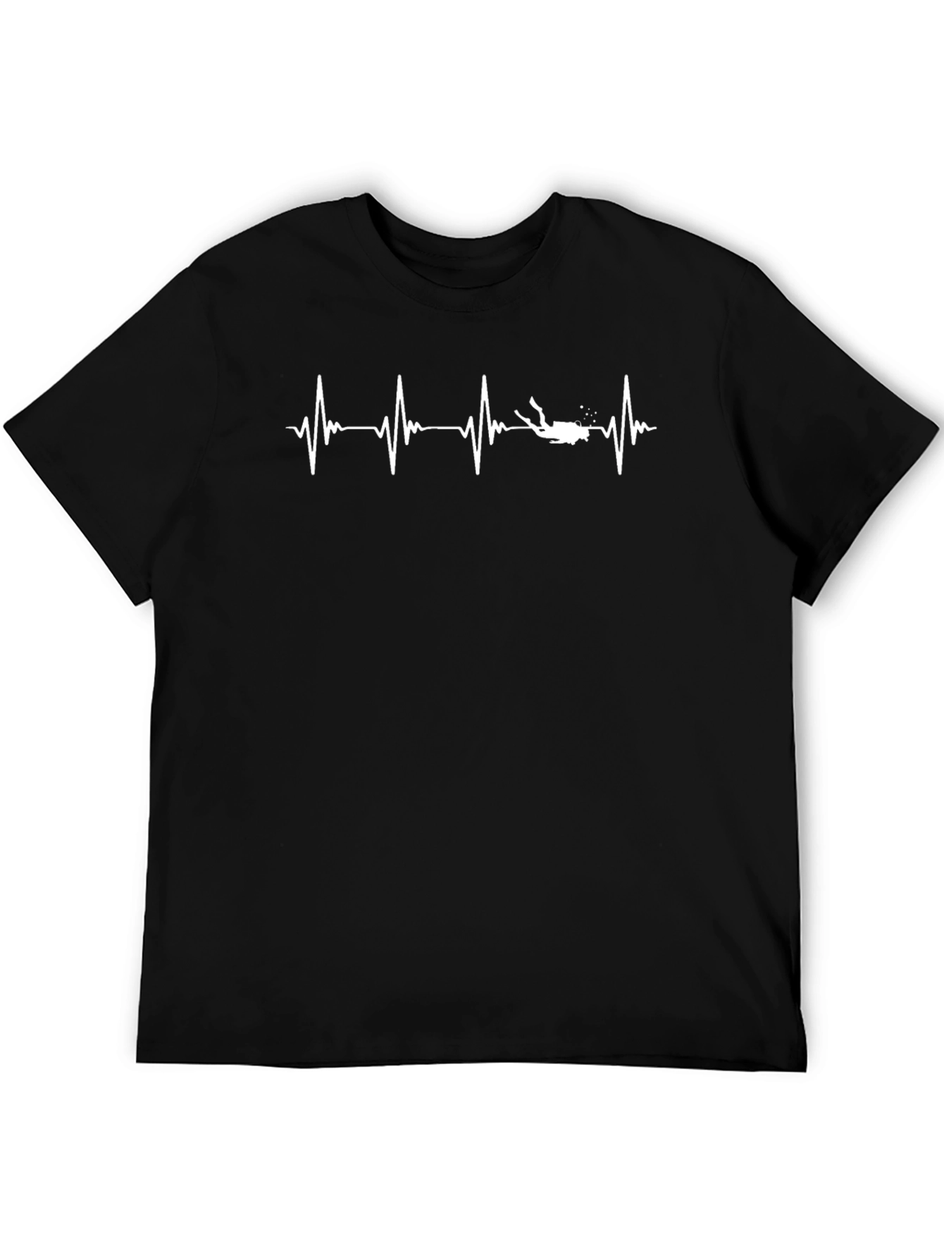 Diver Heartbeat Graphic Tee - Black Cotton T-Shirt