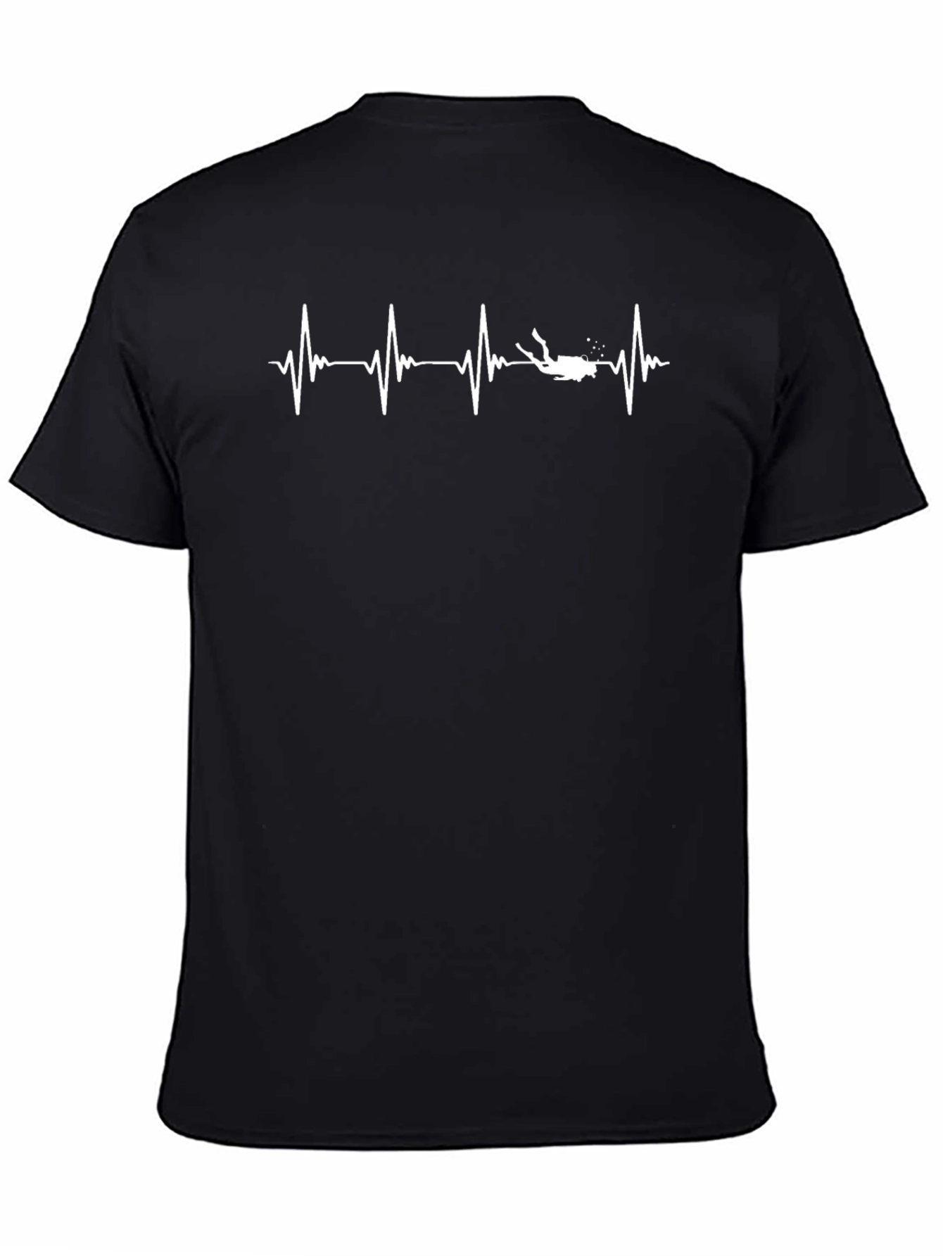 Diver Heartbeat Graphic Tee - Black Cotton T-Shirt