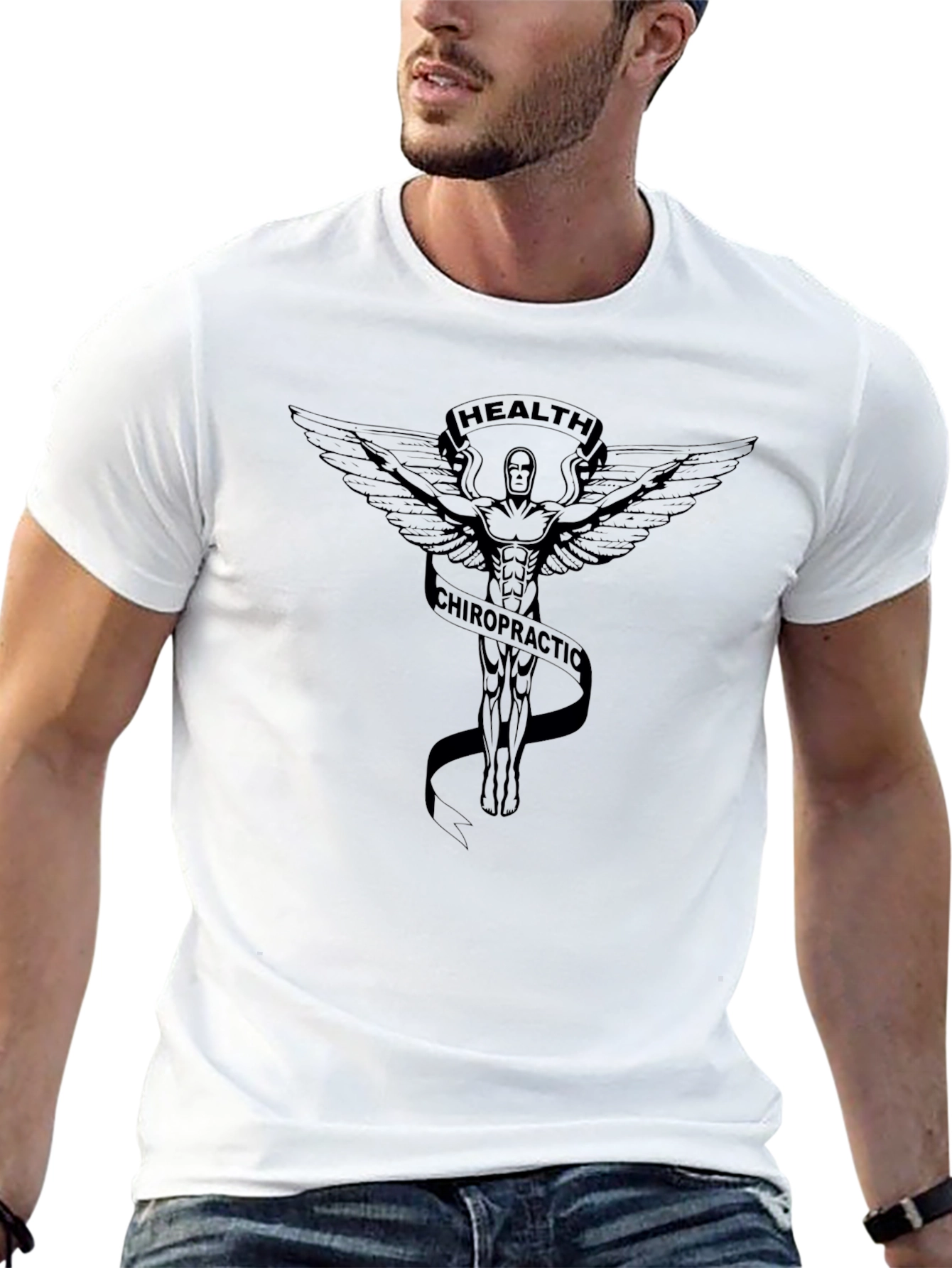 Chiropractic Health Symbol Black T-Shirt