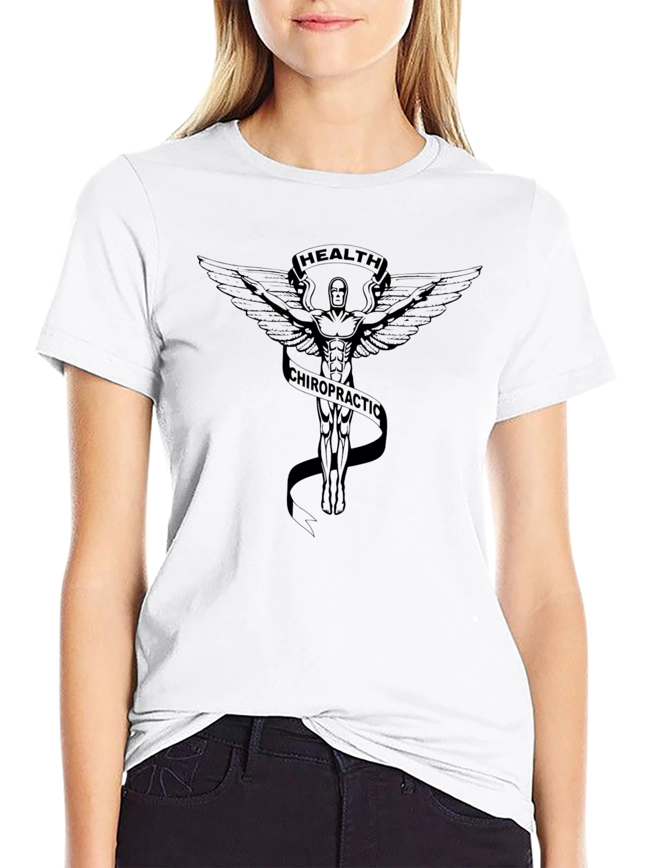 Chiropractic Health Symbol Black T-Shirt