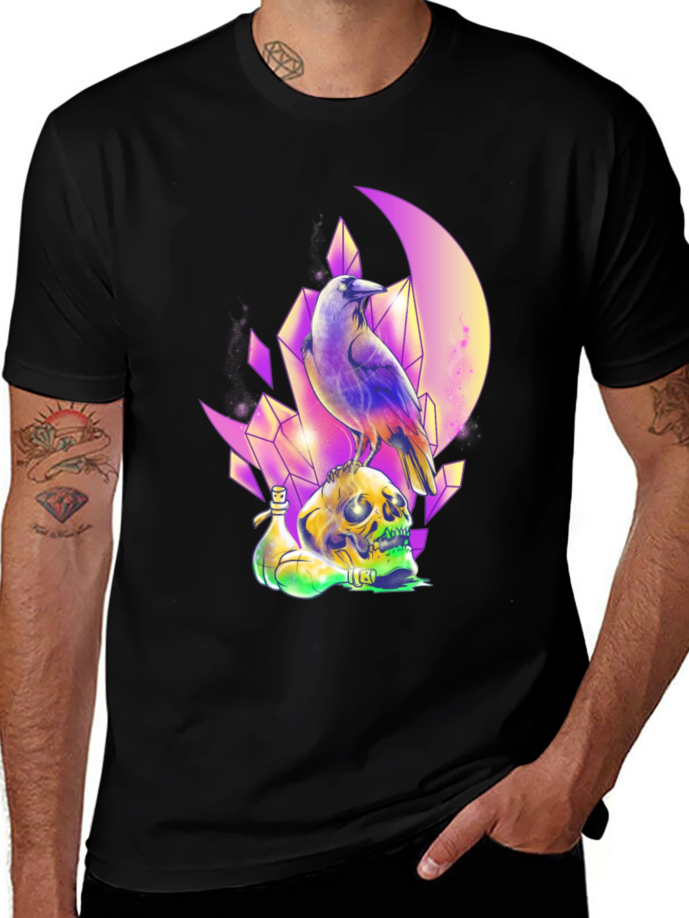 Raven Skull Crystal T-Shirt