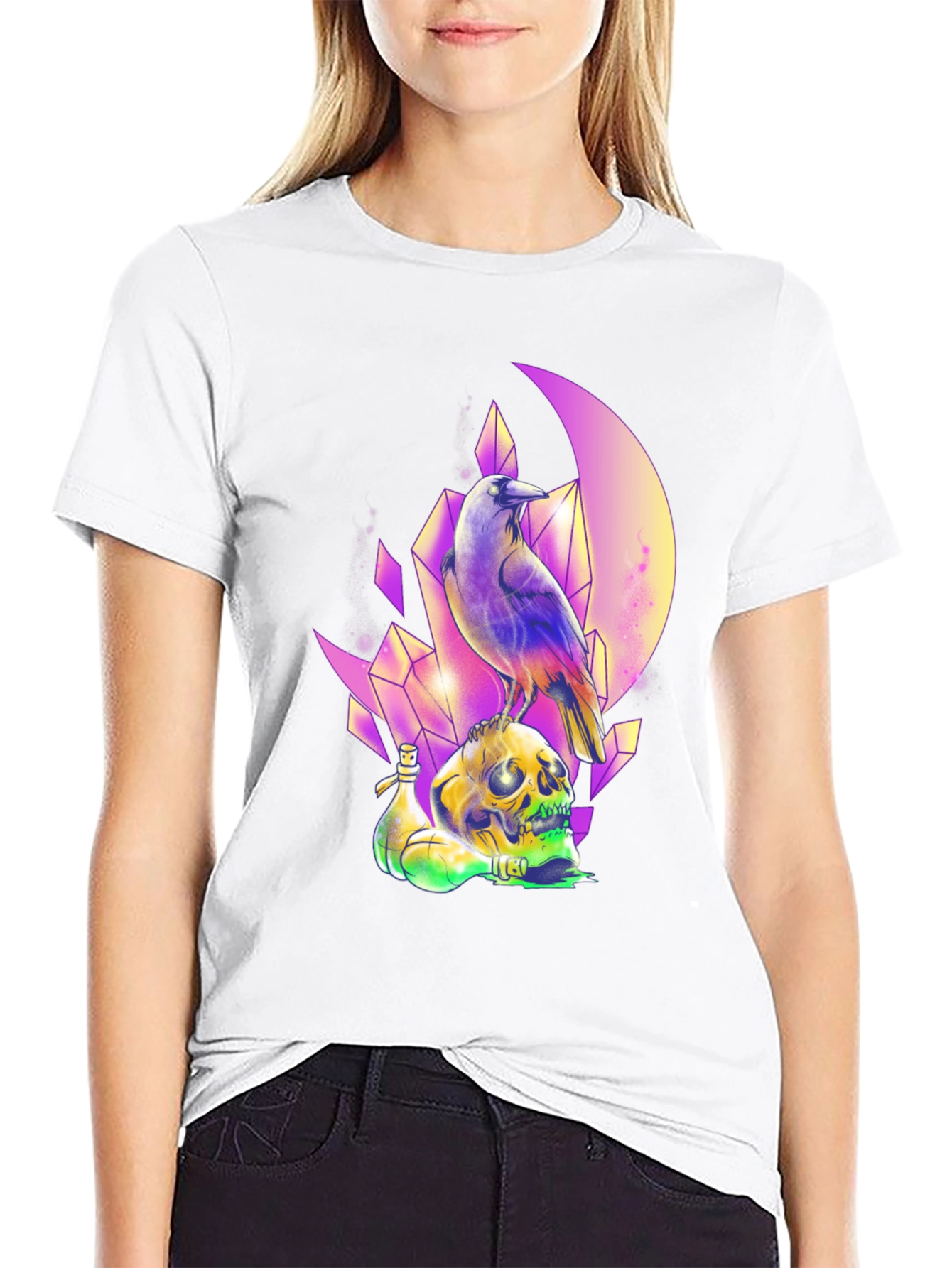 Raven Skull Crystal T-Shirt