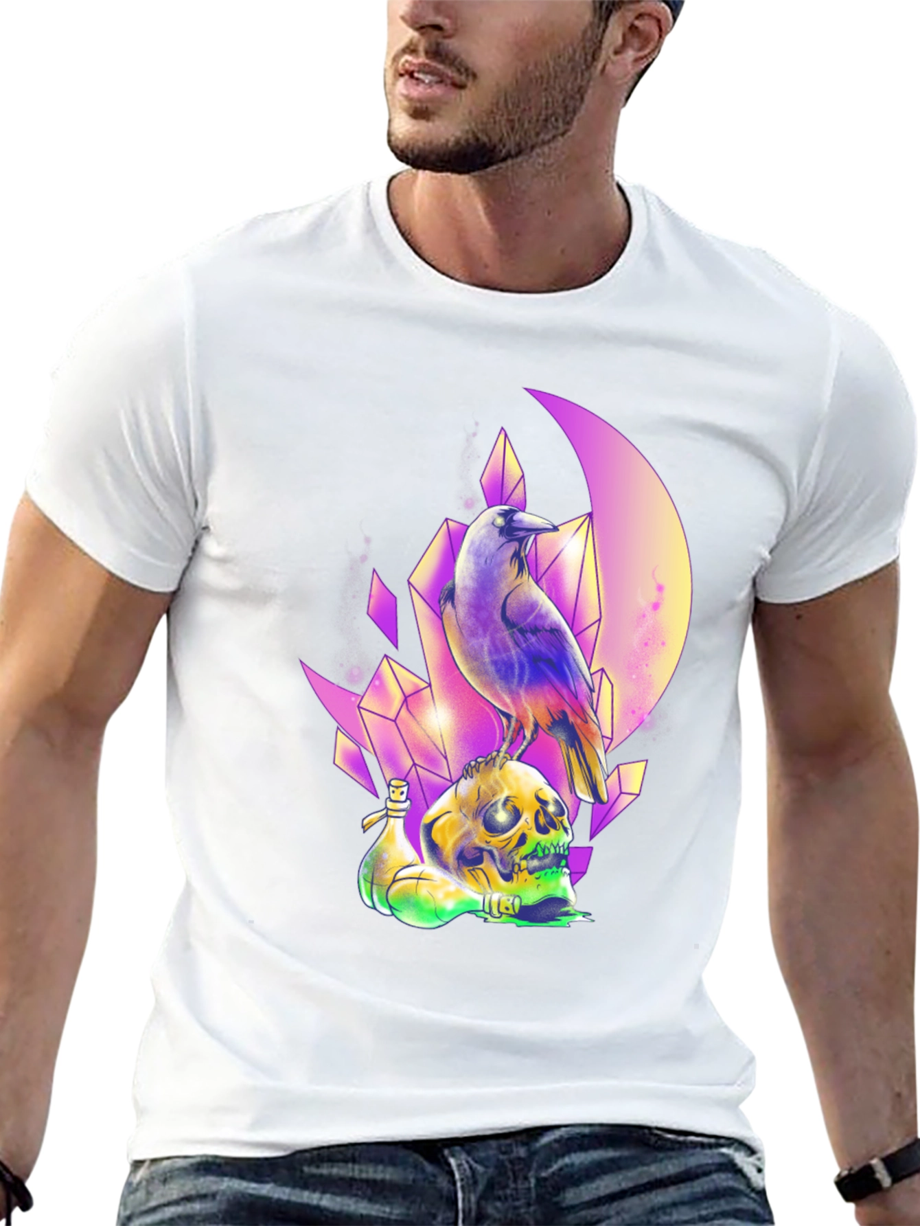 Raven Skull Crystal T-Shirt