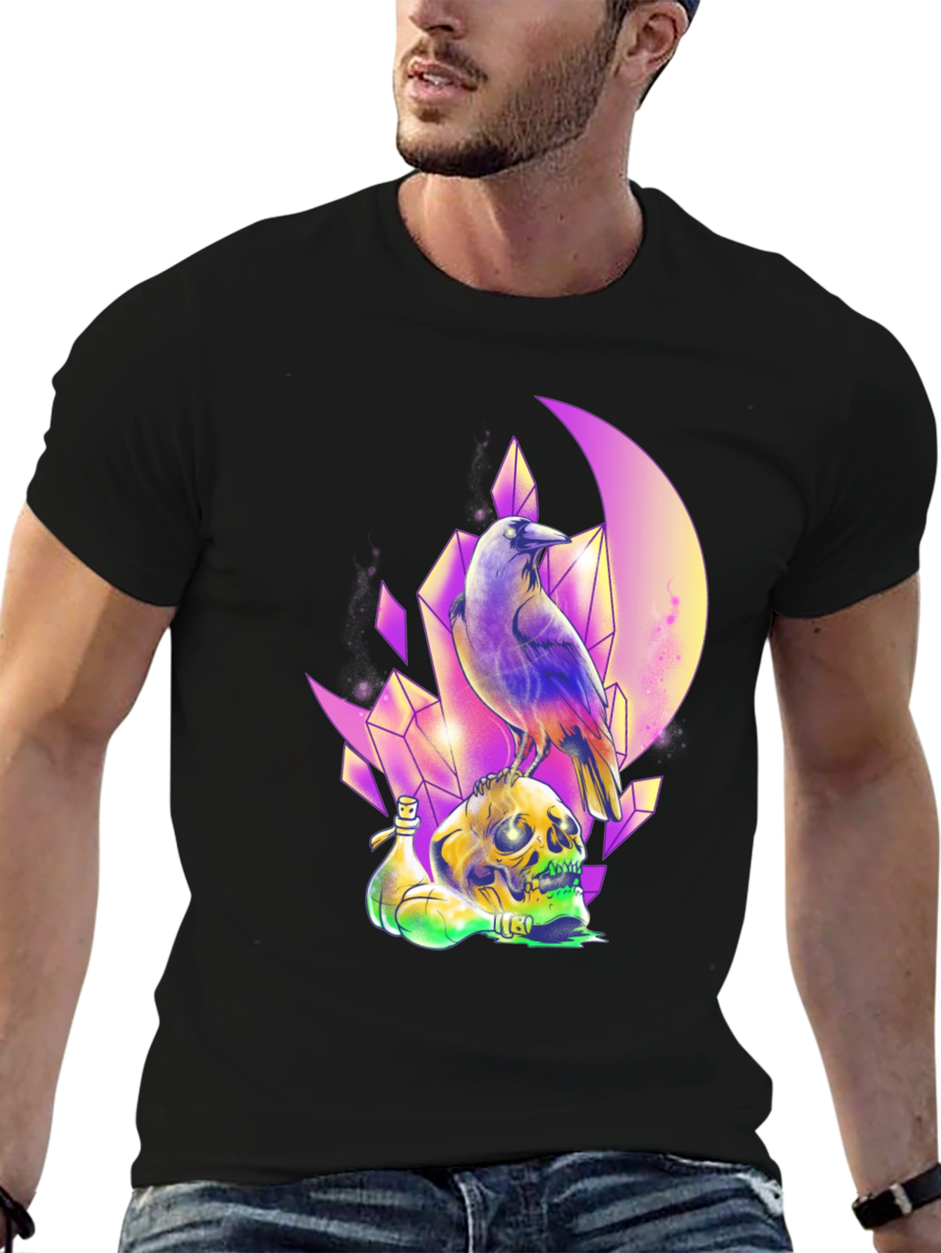 Raven Skull Crystal T-Shirt
