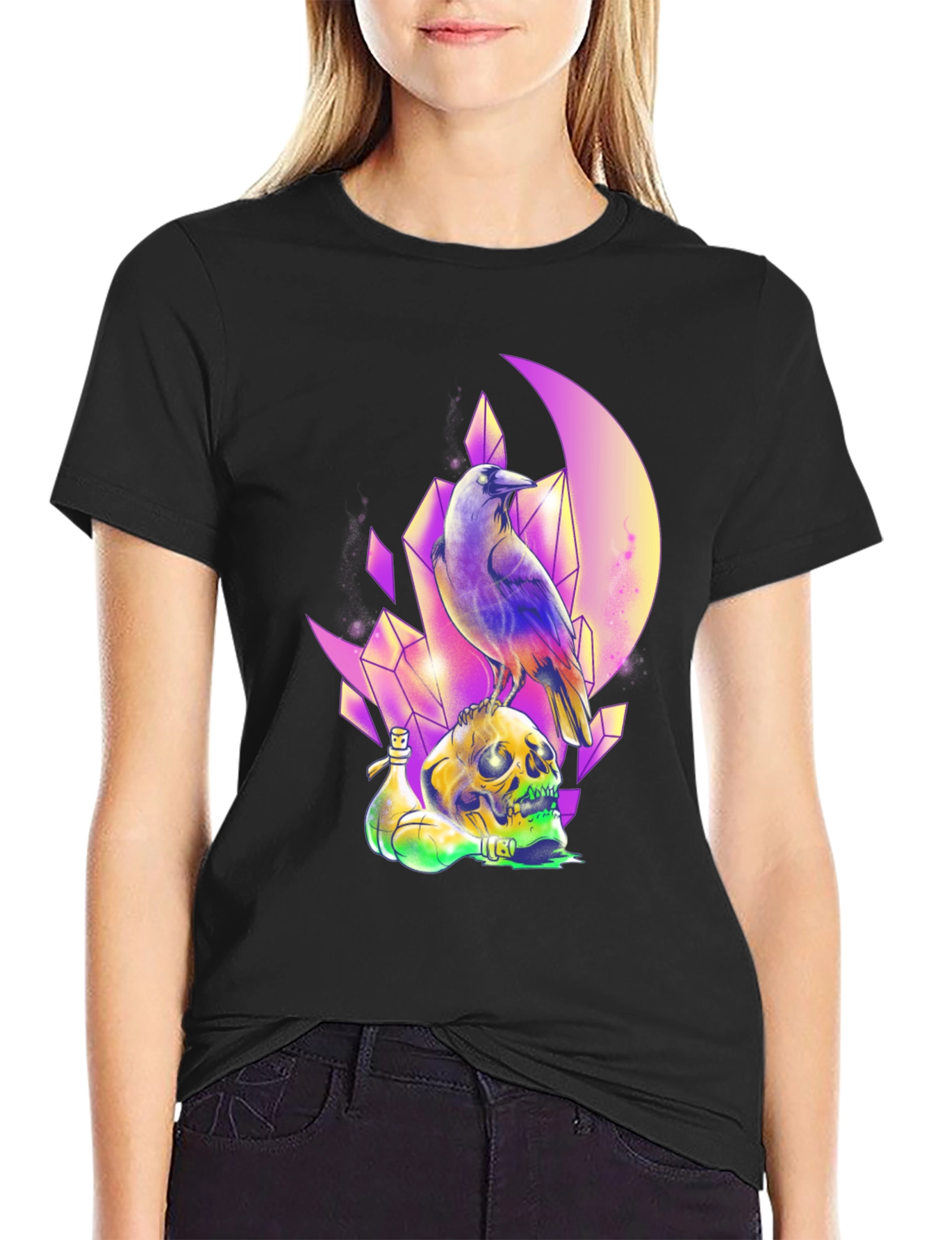 Raven Skull Crystal T-Shirt