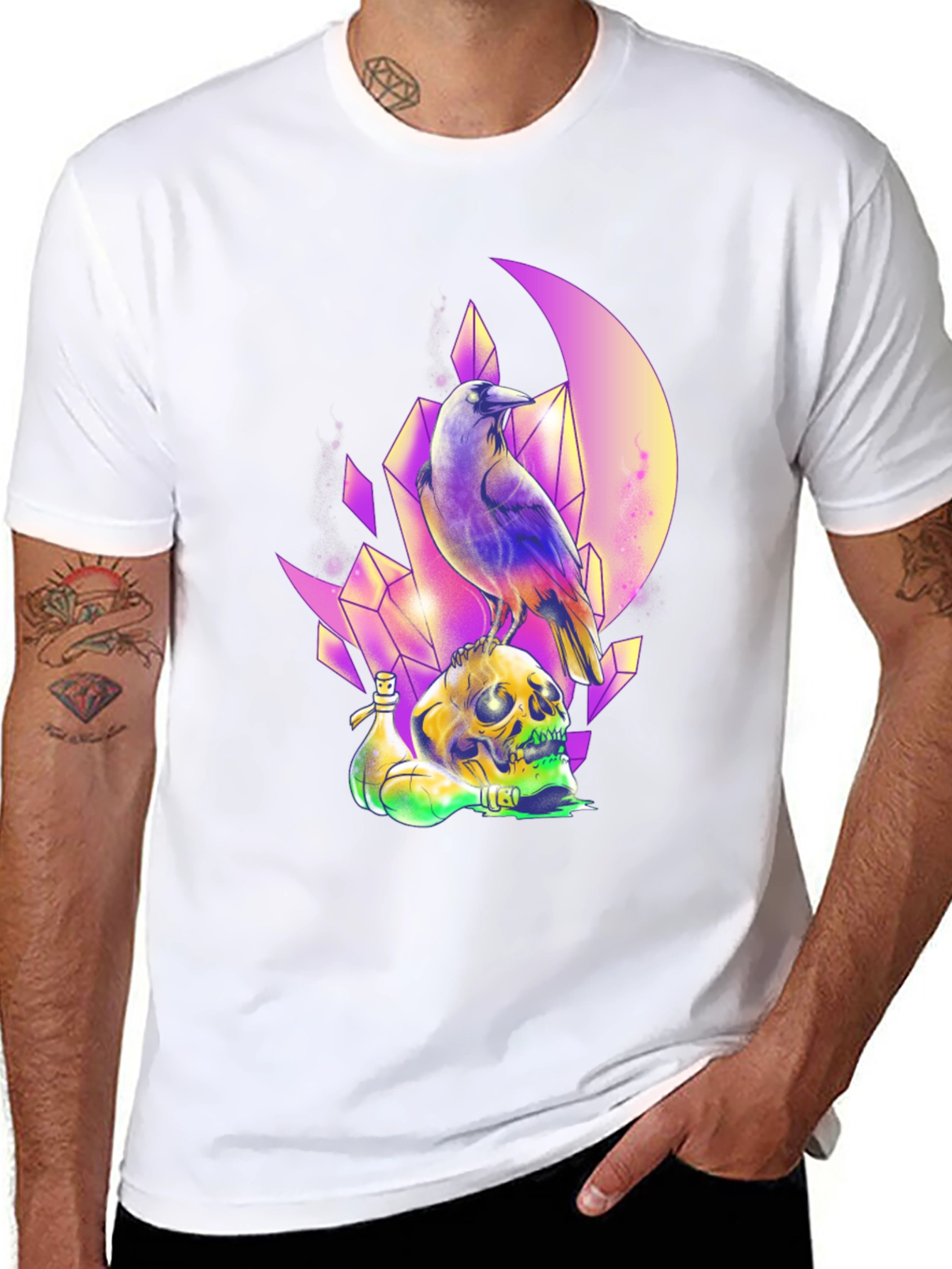 Raven Skull Crystal T-Shirt