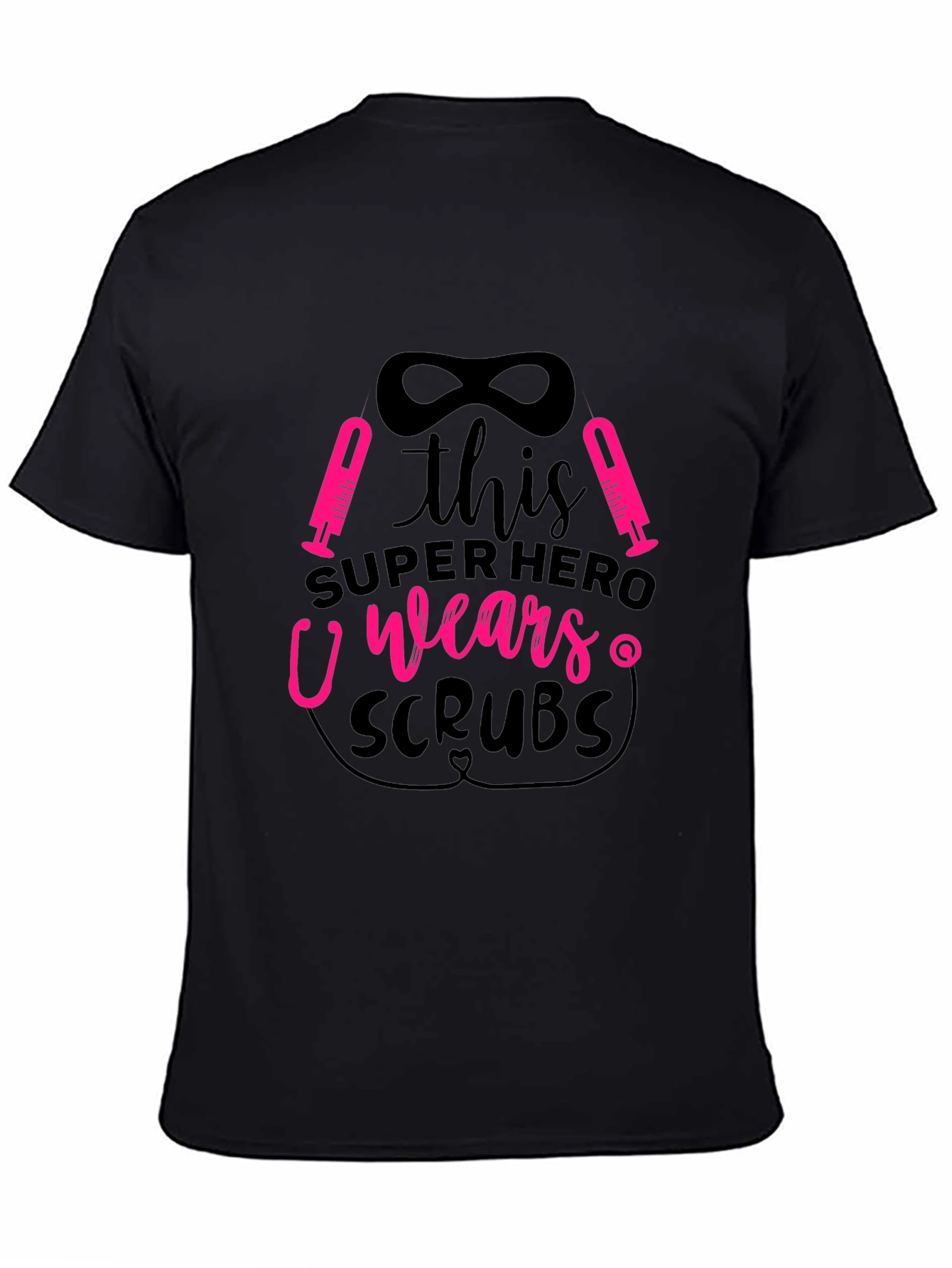 Superhero Scrubs Graphic Tee - Black Unisex T-Shirt