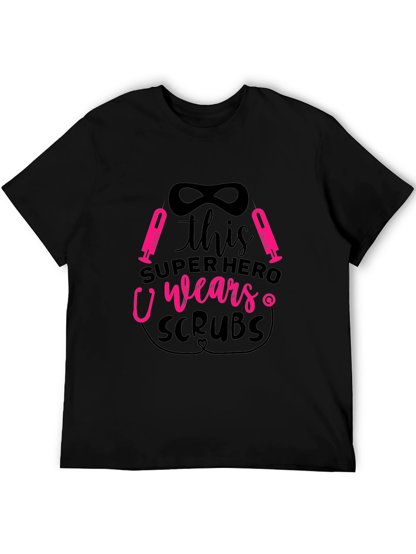 Superhero Scrubs Graphic Tee - Black Unisex T-Shirt