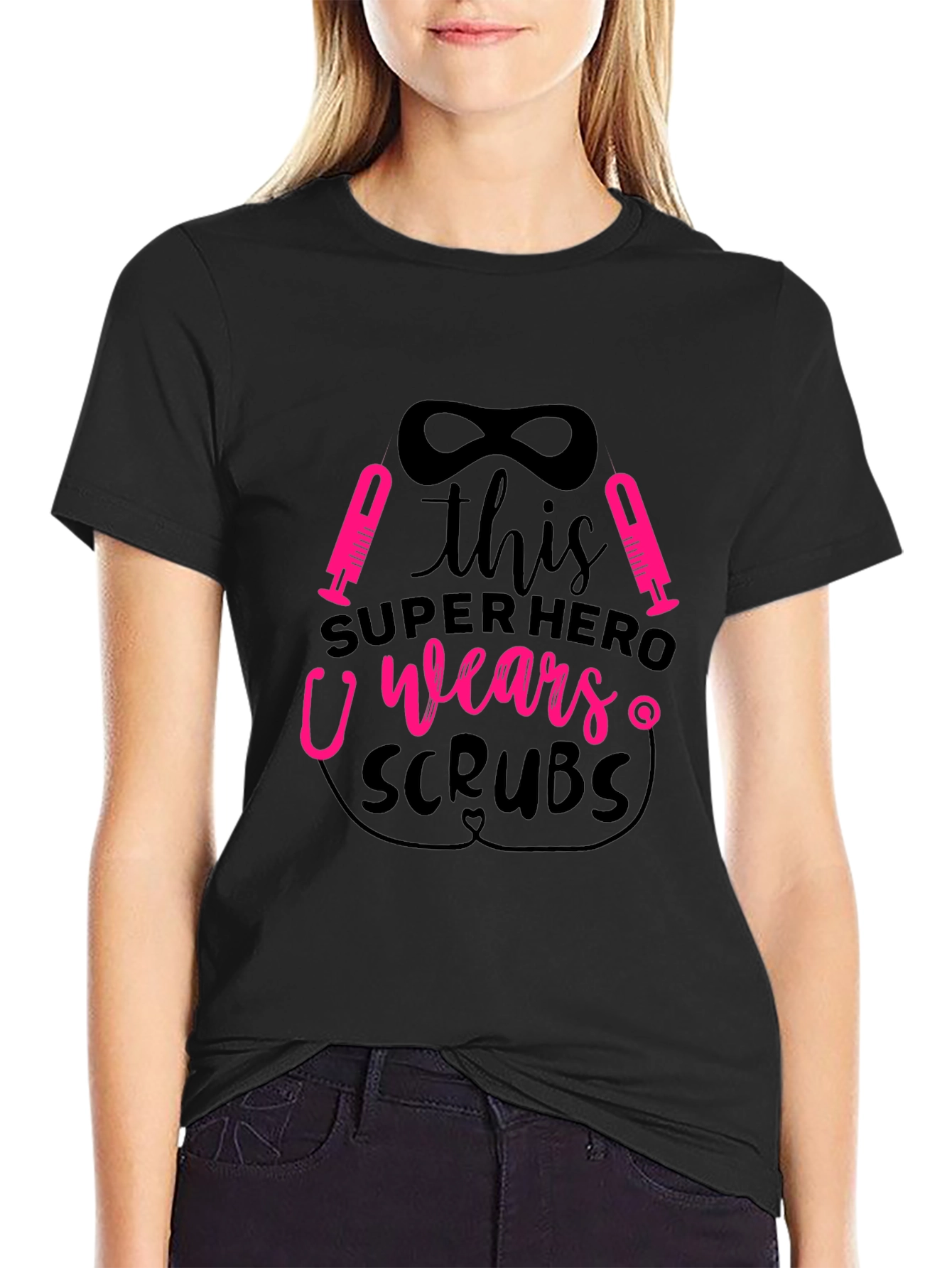 Superhero Scrubs Graphic Tee - Black Unisex T-Shirt