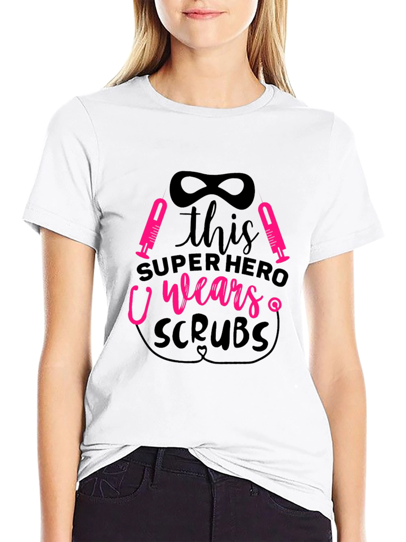 Superhero Scrubs Graphic Tee - Black Unisex T-Shirt