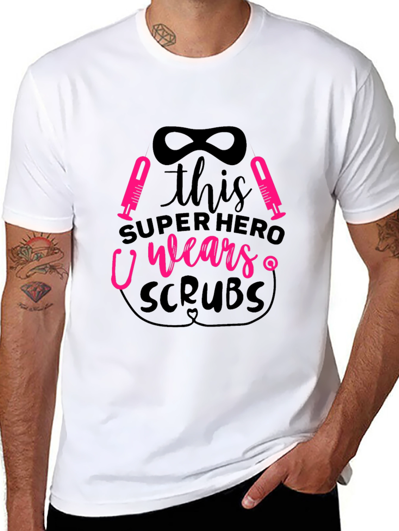 Superhero Scrubs Graphic Tee - Black Unisex T-Shirt