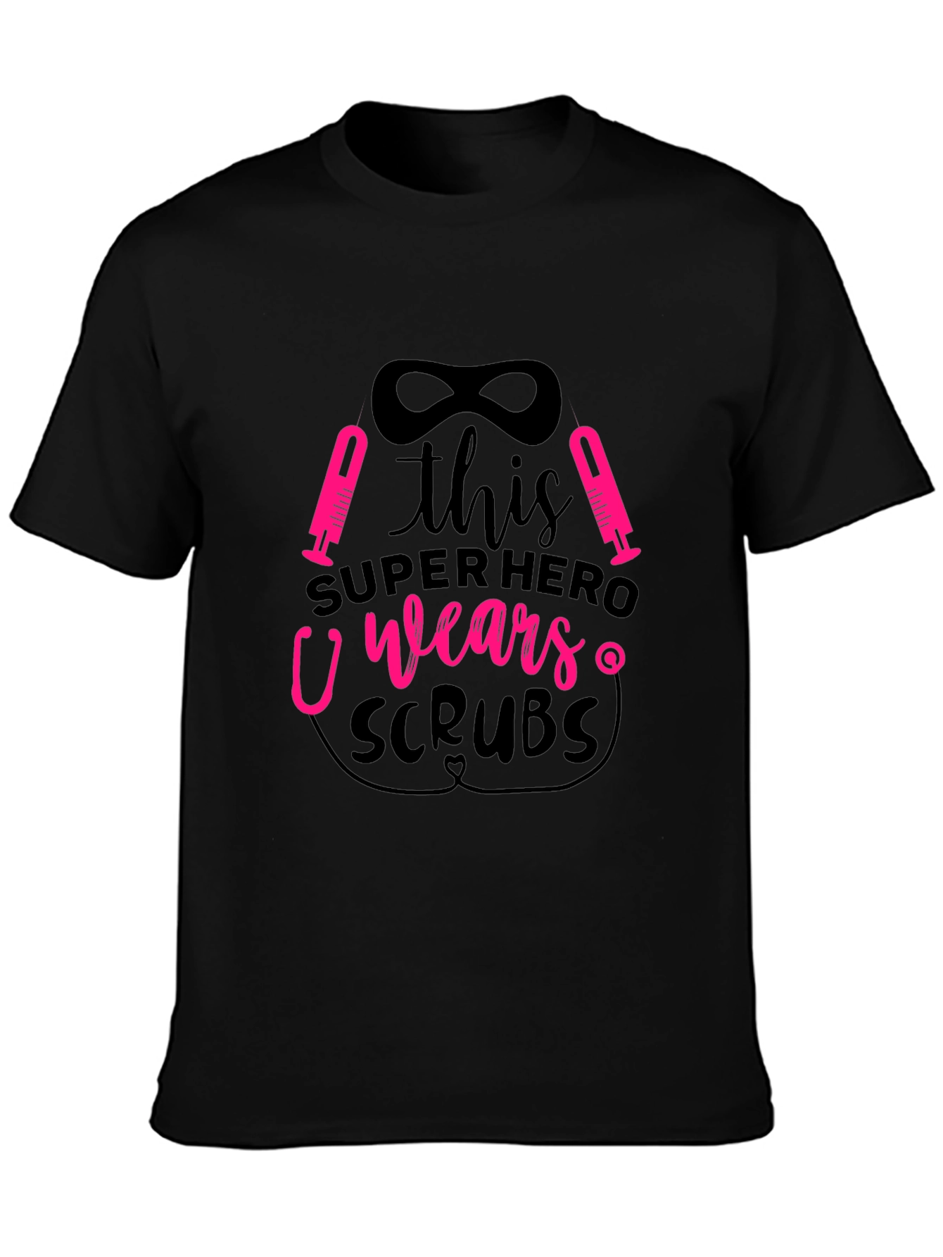 Superhero Scrubs Graphic Tee - Black Unisex T-Shirt